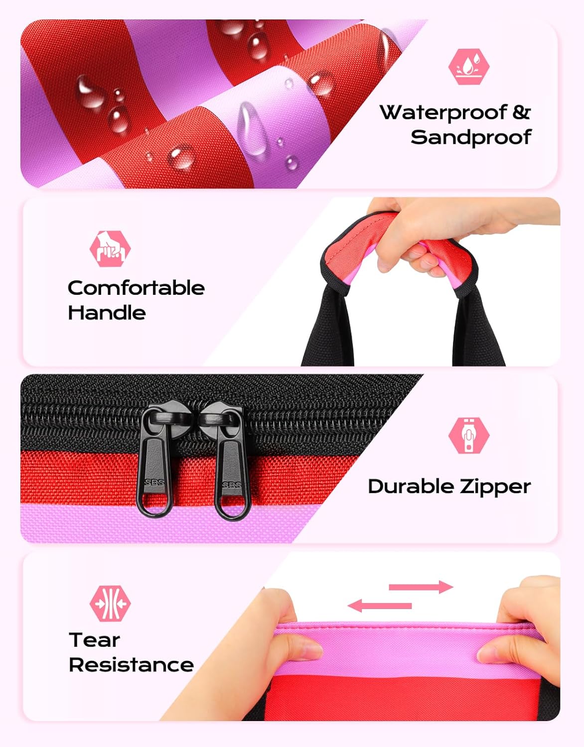 Beach Bag with Cooler, 54L Large Waterproof Sandproof Travel Tote Bag, Duffel Weekender Bag for Packing/Travel/Gym