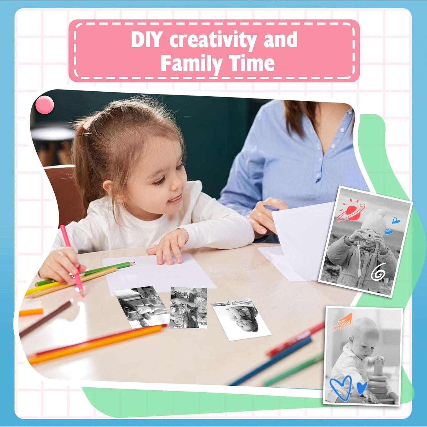 Thermal Paper, 12 Rolls Kids Instant Camera Refill Print Paper, Atnadov HD Thermal Paper (BPA Free) Kids Instant Camera Refill Print Paper Perfect for Most Kids Cameras (White-12 Rolls)