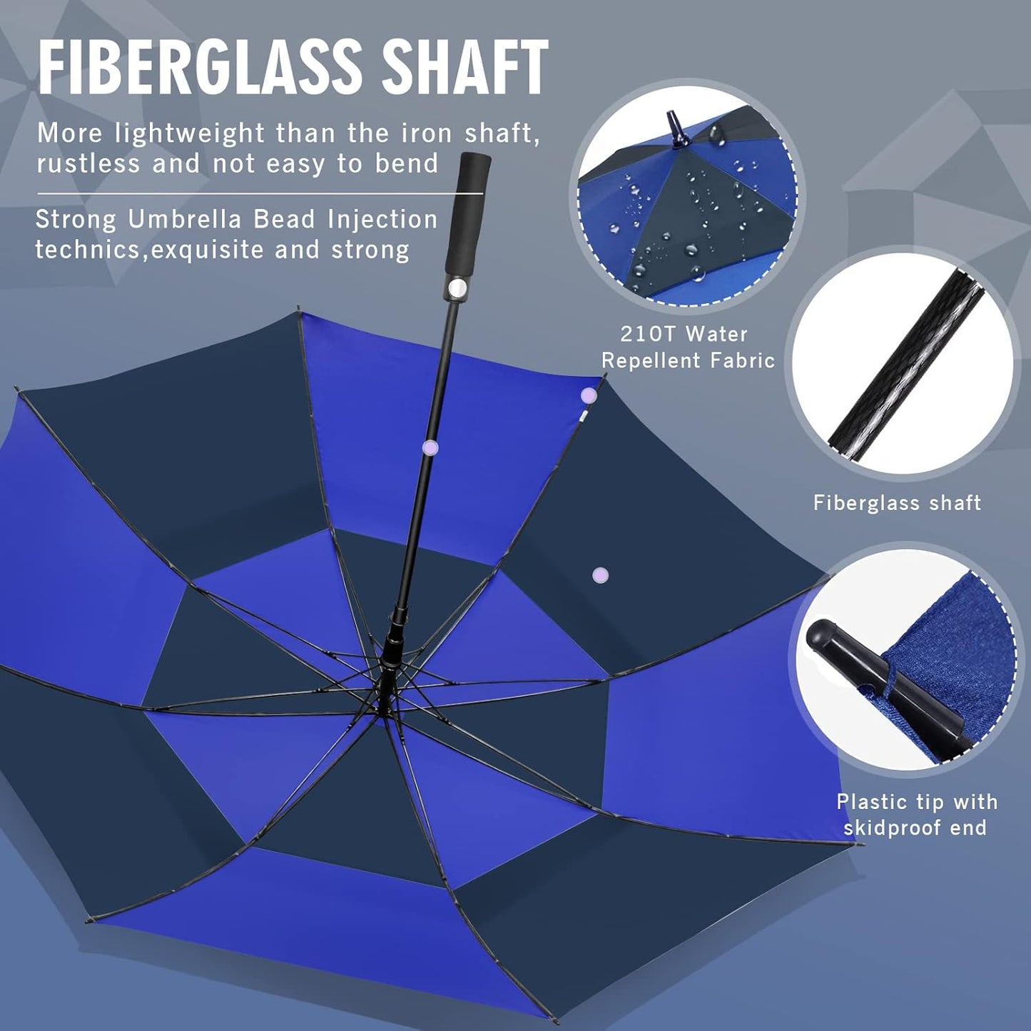 ZOMAKE Golf Umbrella Windproof, Extra Large Oversized Heavy Duty Double Canopy for Rain, Sports Games & Push Cart(51/54/62/68/72Inch)