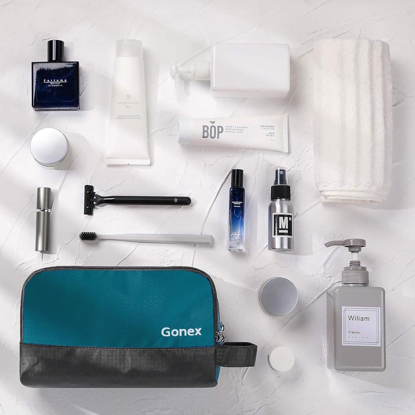 Gonex Travel Toiletry Bag Nylon, Shaving Bag Toiletry Organizer Peacock Green