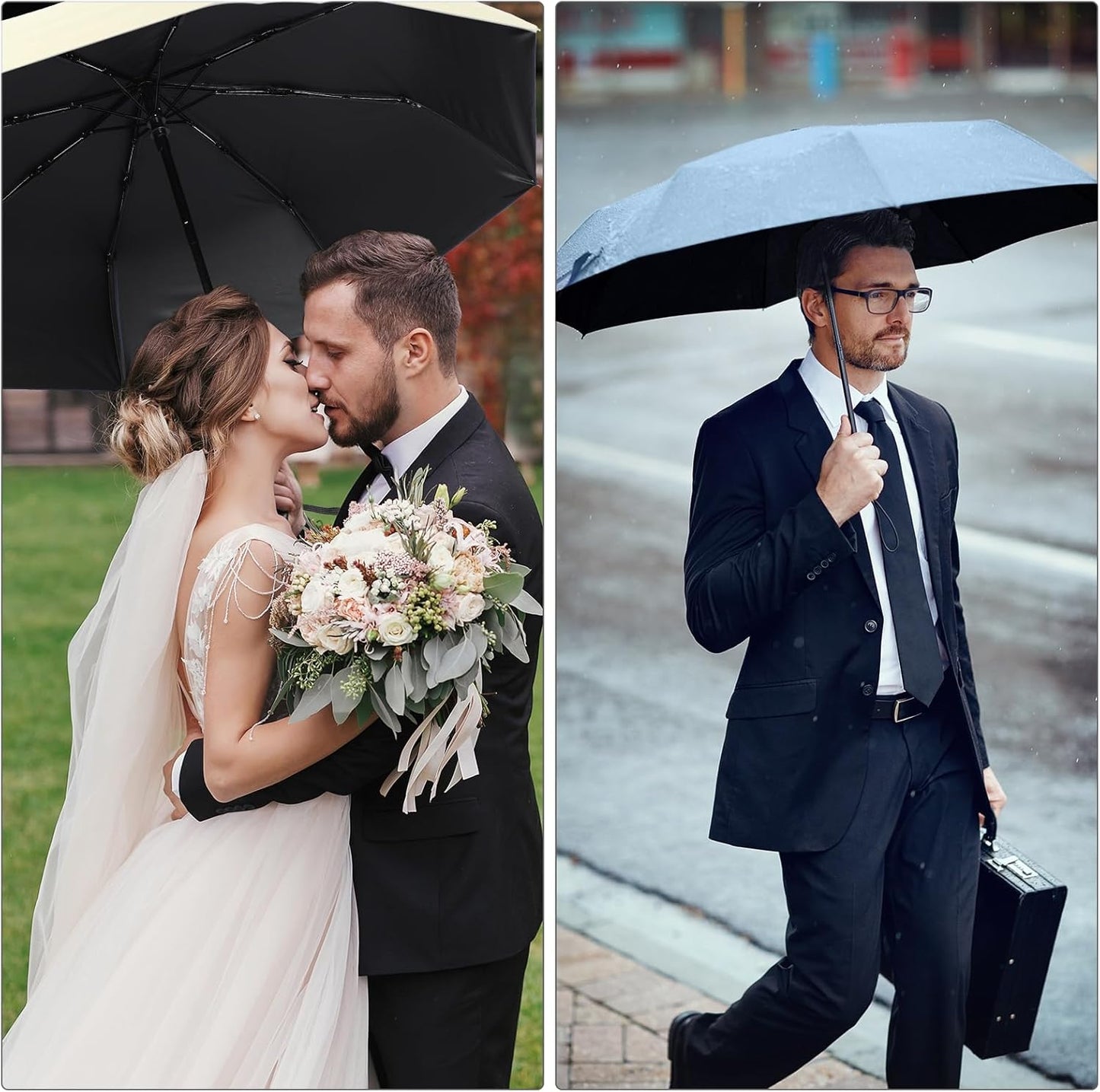 Kajaia 9 Pack Compact Umbrellas Bulk Folding Automatic Windproof Waterproof Umbrellas for Backpack Purse Car Women Men