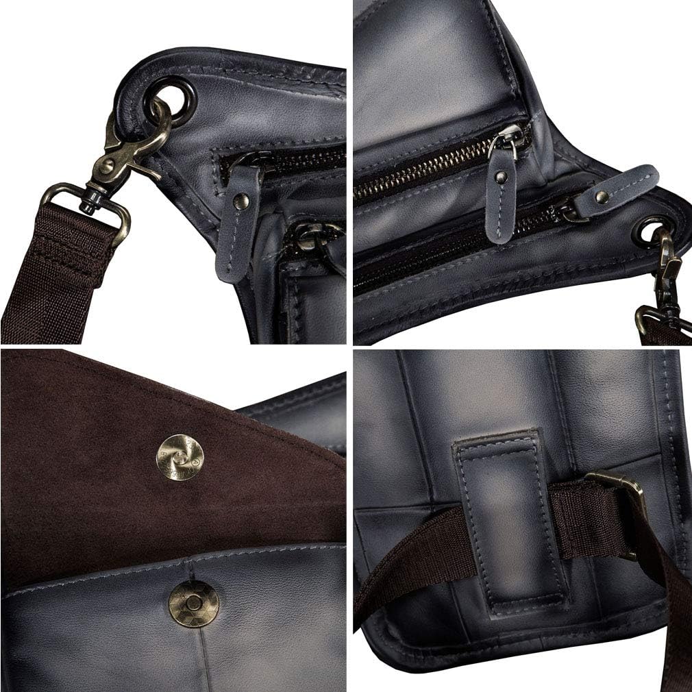 Leather Waist Pack Drop Leg Bag for Men Women Belt Bumbag Multi-Purpose Motorcycle Bike Outdoor Sports Tactical Cycling Riding Hiking Camping Pouch