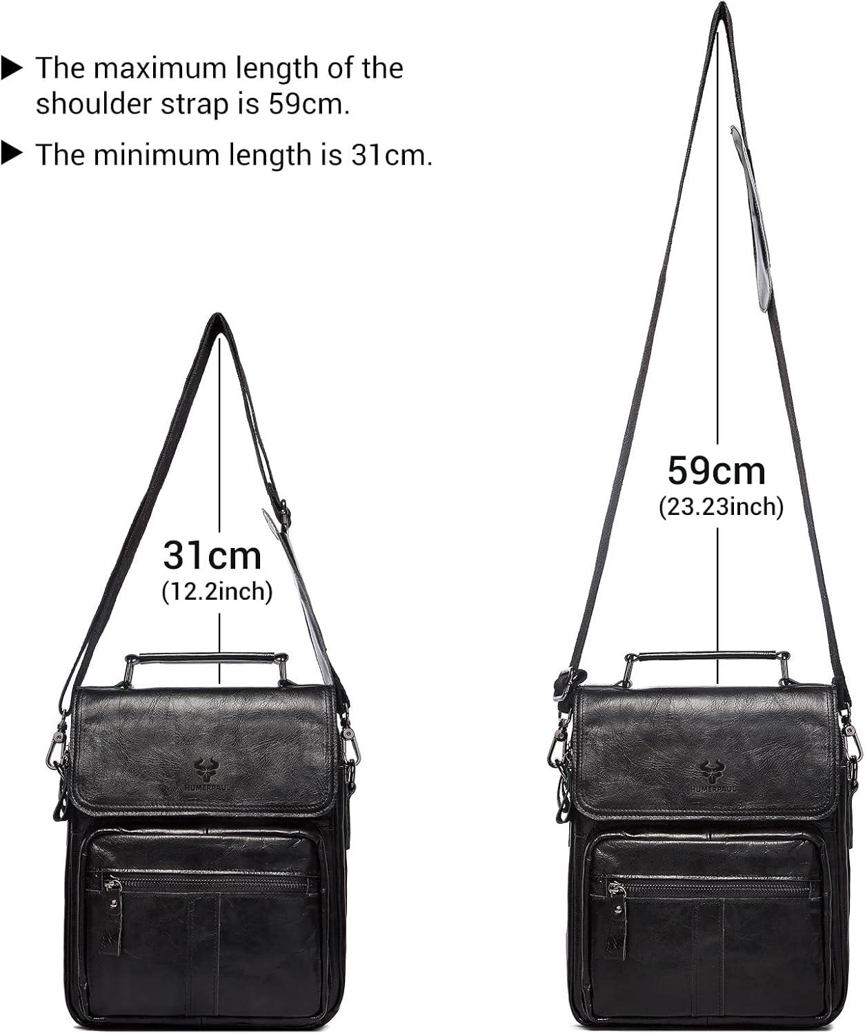 Leather Messenger Bag for Men, Shoulder Crossbody Bag with Adjustable Straps for Work Business