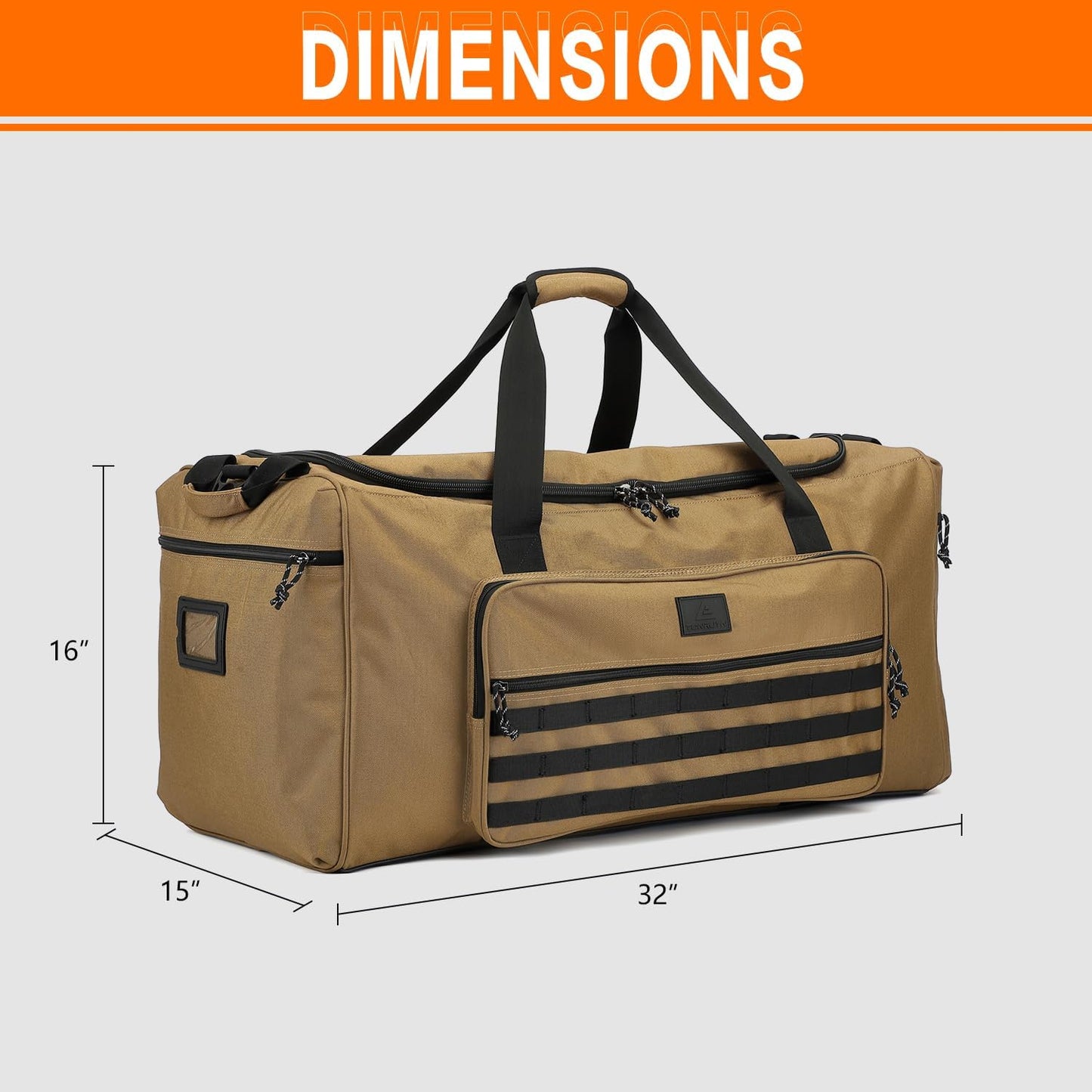 125L Extra Large Gym Duffle Bag for Men Women with Shoes Compartment Heavy Duty Tactical Sports Duffel Bag Big Football Baseball Basketball Soccer Hockey Team Equipment Bag, Brown