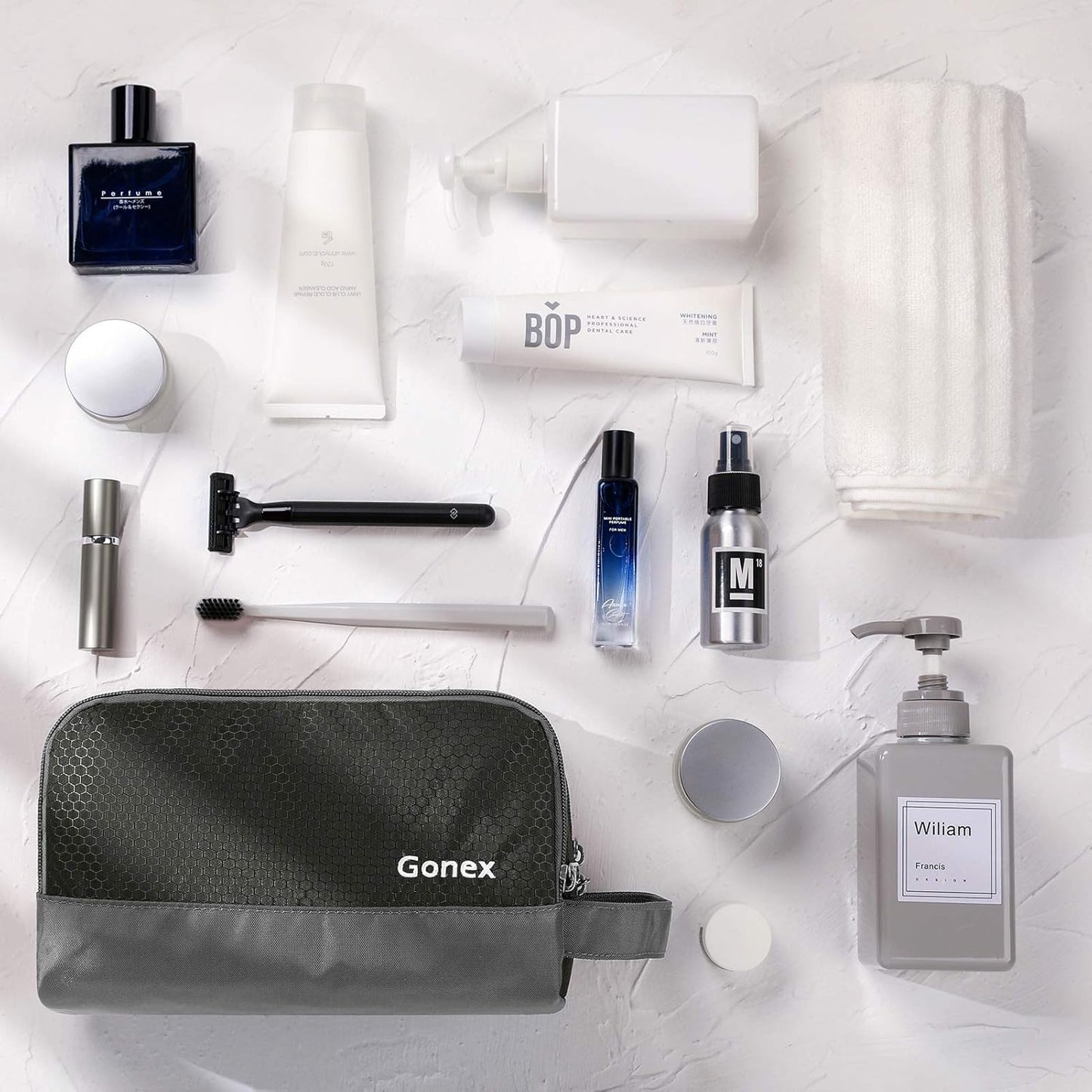 Gonex Travel Toiletry Bag Nylon, Shaving Bag Toiletry Organizer Gray