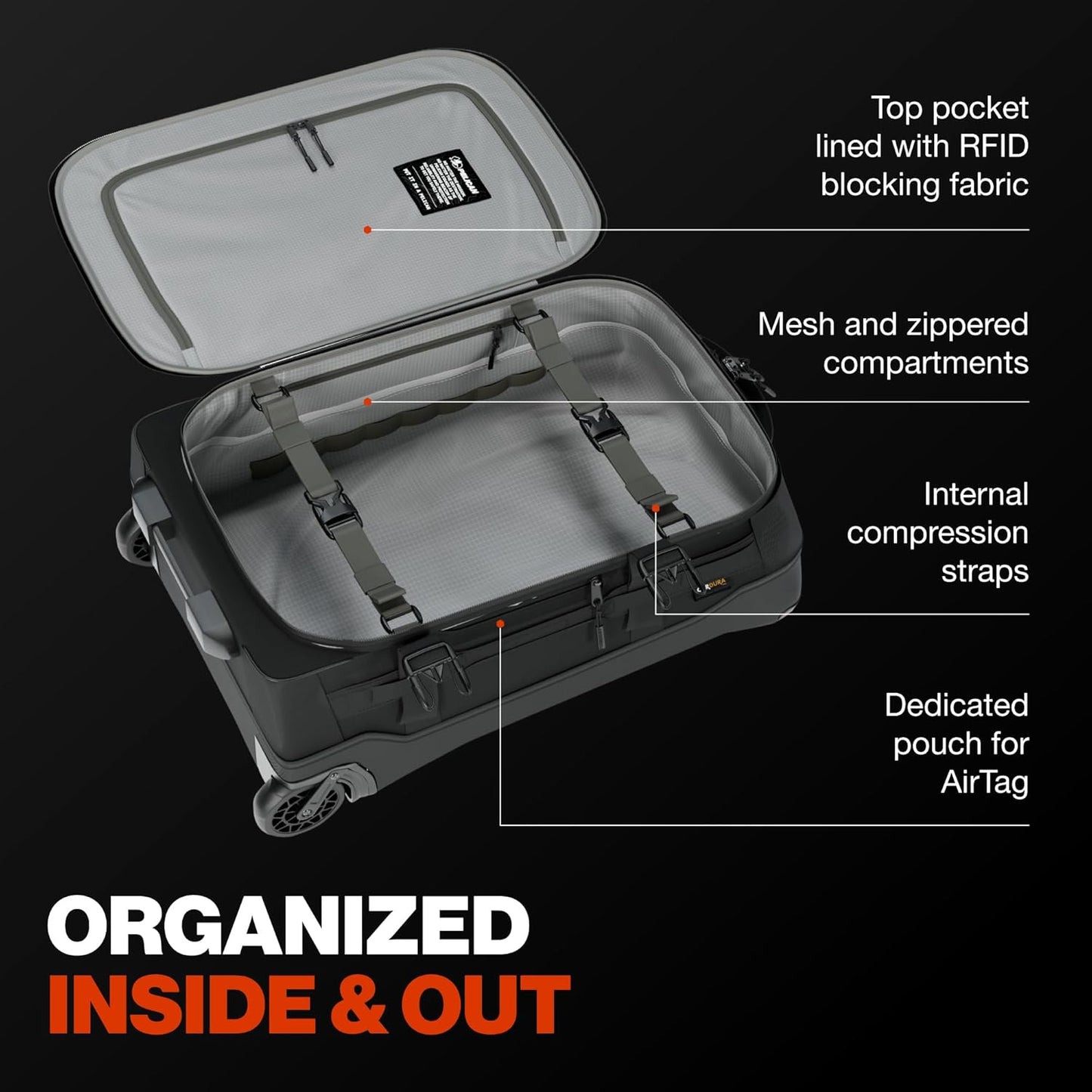 Pelican Aegis Luggage - Carry On Duffel Bag with Wheels - 22 Inch Carry On Bag - Airline Approved (Black)