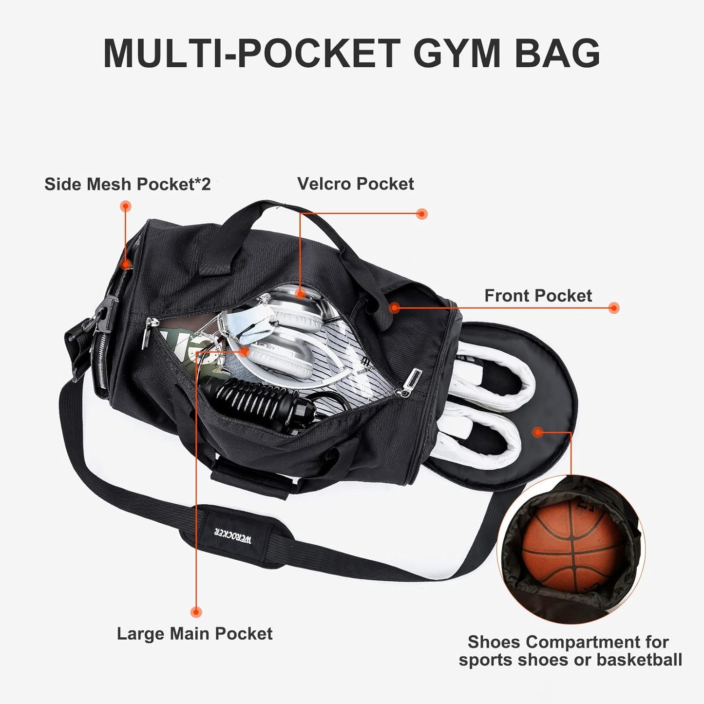 Large Sports Gym Bag for Men Women with Shoes Compartment,Travel Duffel Bag