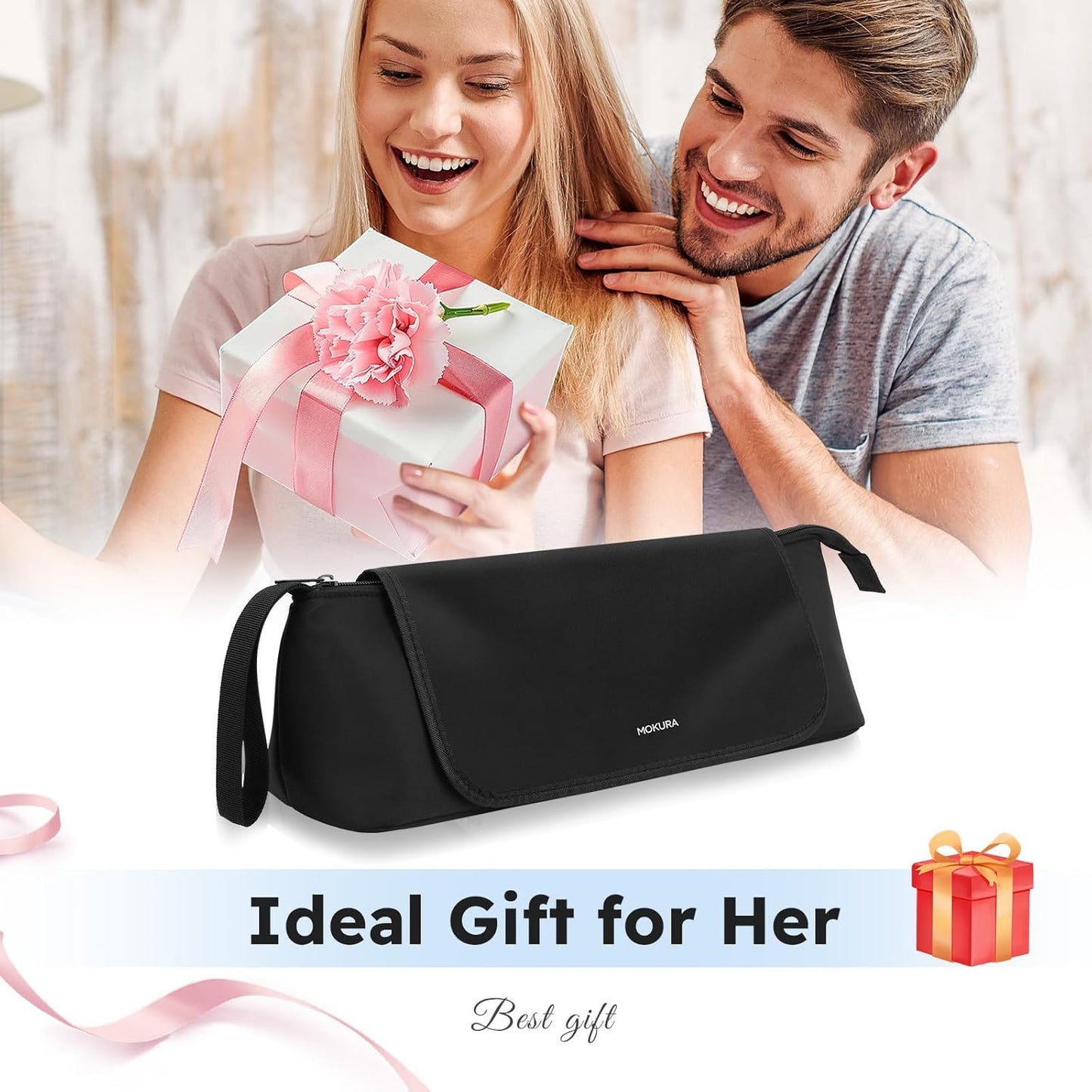 MOKURA Hot Hair Tools Travel Bag with Heat Resistant Mat Removable, Hair Accessories Organizer Case, Women Travel Essentials, Storage Pouch for Curling Iron Straightener Flat Iron Hair Dryer, Black