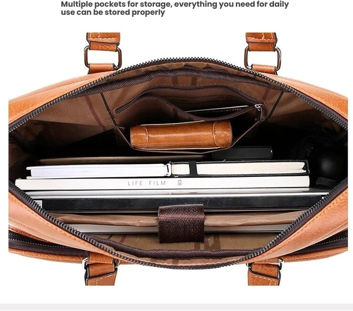 leather Laptop Bag for Men 16 inch Laptop Briefcase Waterproof,Handbags Shoulder Crossbody Bag Business