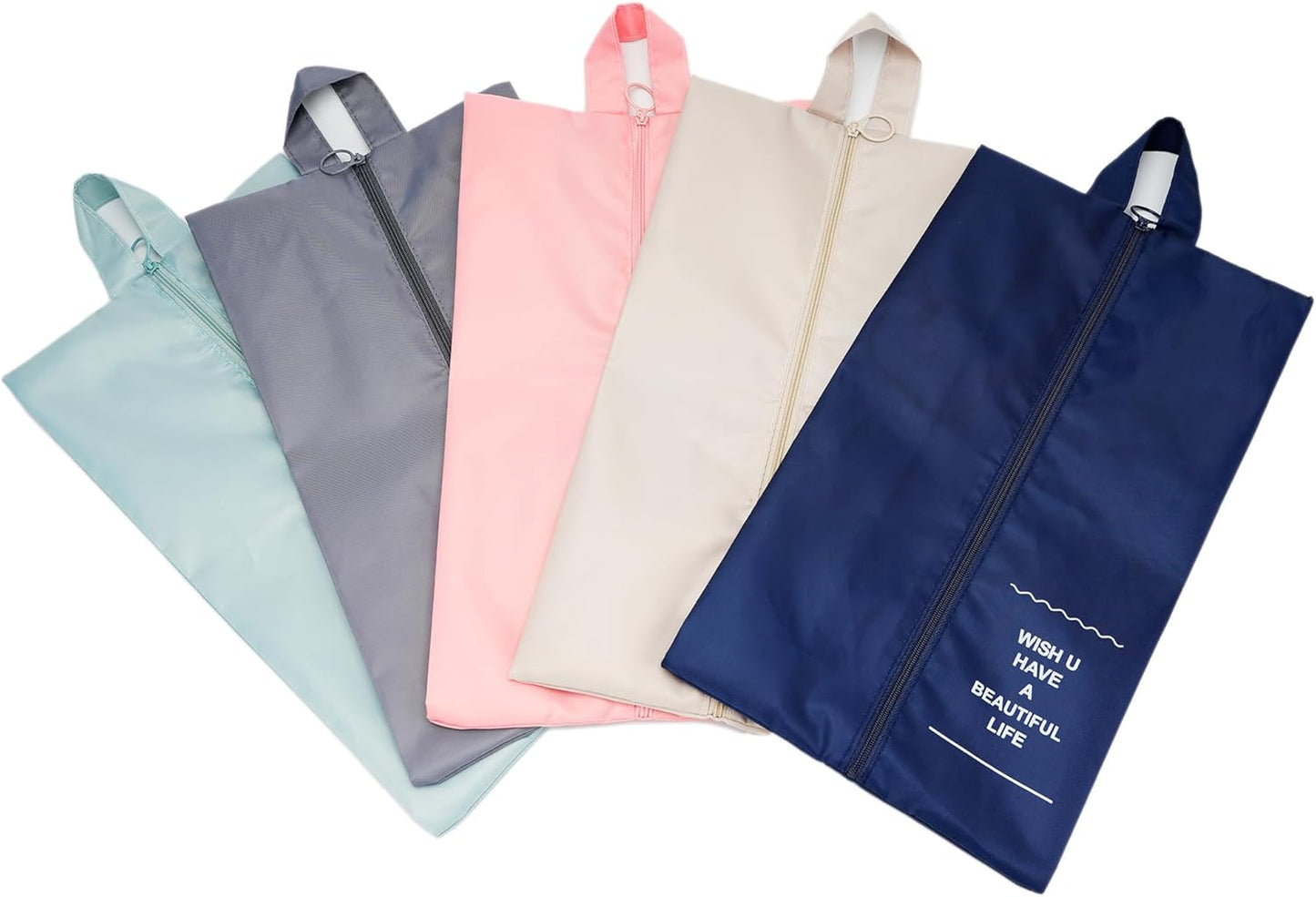 Shoe Bags for Travel, 2 Pack Large Multi-color Shoe Bags for Men Women, Waterproof Portable Shoe Organizer bag with Sturdy Zipper (Beige)