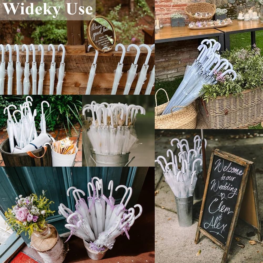 Umbrella Wedding Style Stick Umbrellas Large Windproof Bubble Umbrellas Rain Umbrellas with J Hook Handle for Bride Groom Gift
