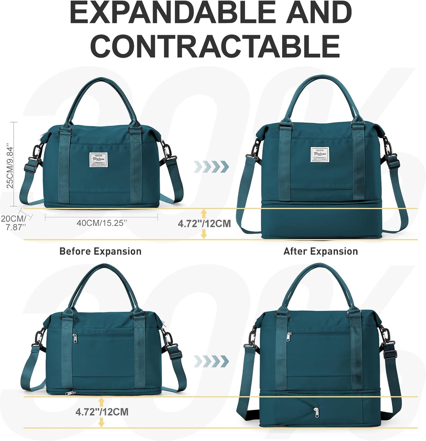 Travel Duffel Bag, Sports Tote Gym Bag, Shoulder Weekender Overnight Bag for Women