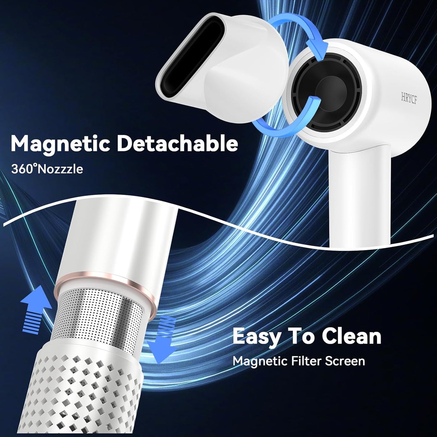 High Speed Hair Blow Dryer|Professional Salon Grade Air Speed, Negative Ion Hair Care|Quiet Design|Suitable for Thick Hair/Styling with Nozzle & Diffuser, Long Motor Lifespan