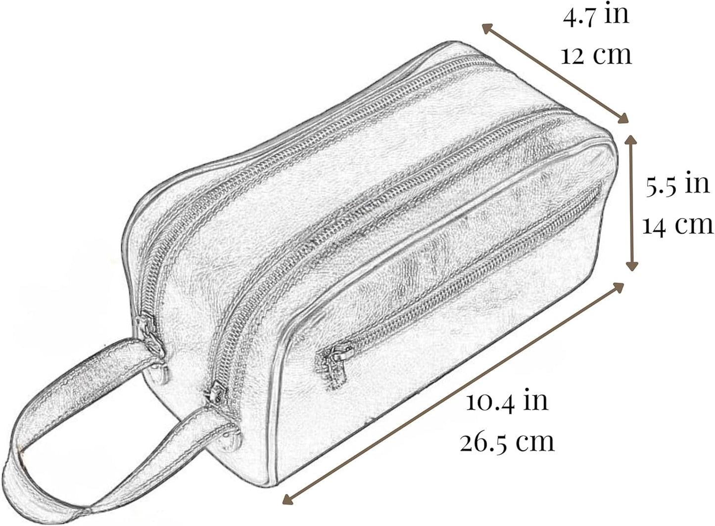 Time Resistance Leather Cosmetic Bag Toiletry Italian Classy Dopp Kit