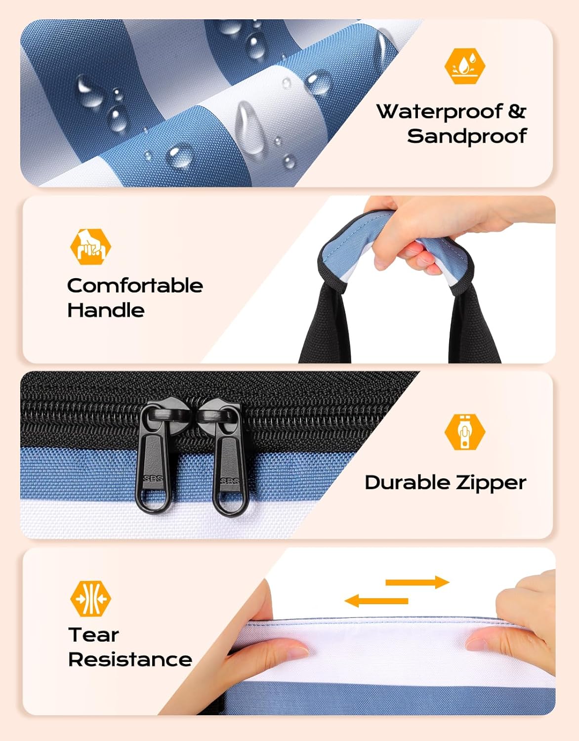 Beach Bag with Cooler, 54L Large Waterproof Sandproof Travel Tote Bag, Duffel Weekender Bag for Packing/Travel/Gym