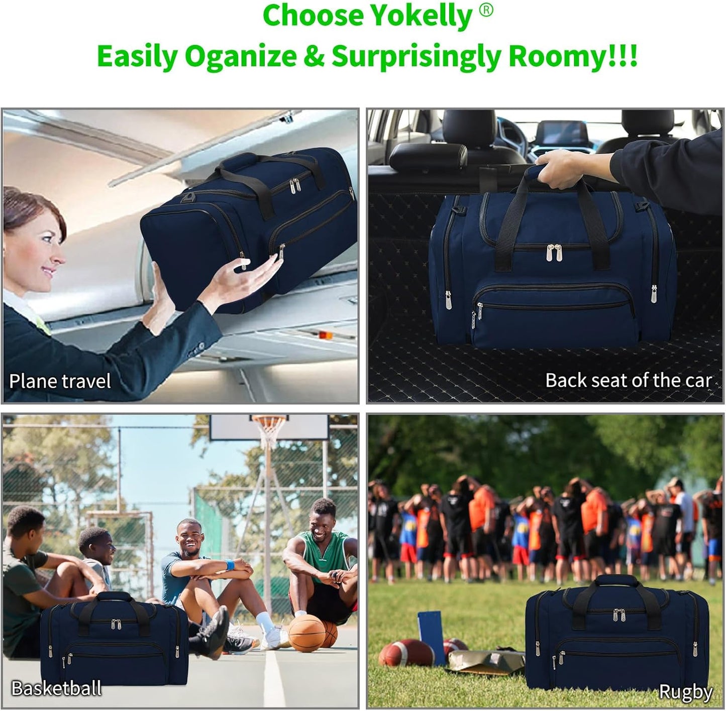 Sports Duffel Bag 26 Inch Travel Gym Duffle - Navy Blue