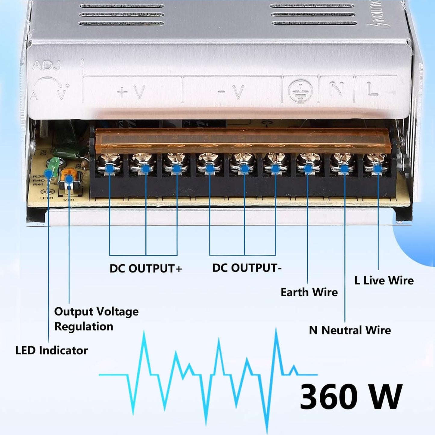 12V 30A 360W 110V AC to DC Regulated Universal Switching Power Supply, Transformer Adapter LED Driver for LED Strip Lights, CCTV Camera System, CCTV, Radio, 3D Printer