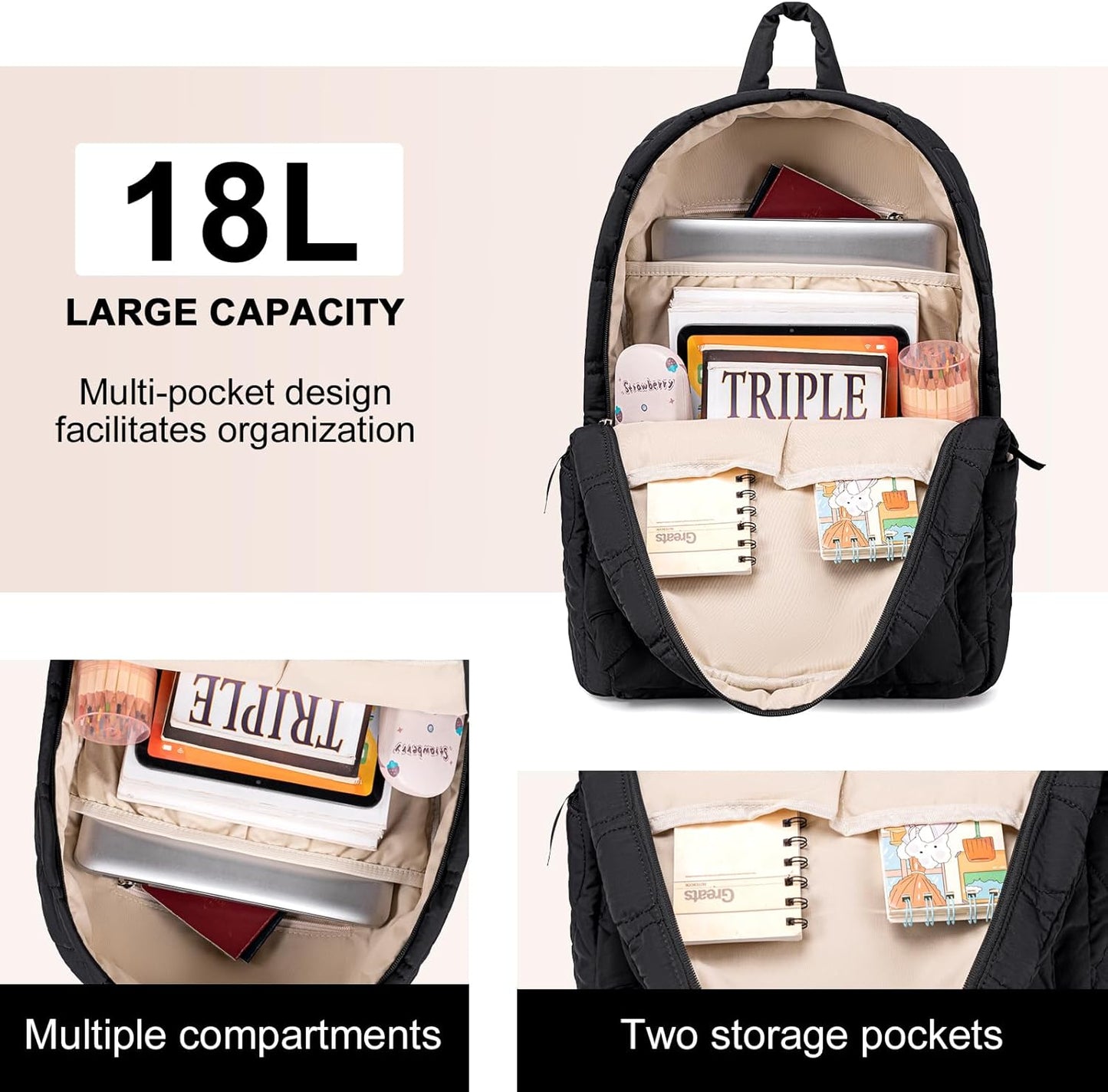 LEDAOU School Backpack Teen Girls Lightweight Bookbag Elementary Middle School Backpacks College Laptop Bag Travel Daypack