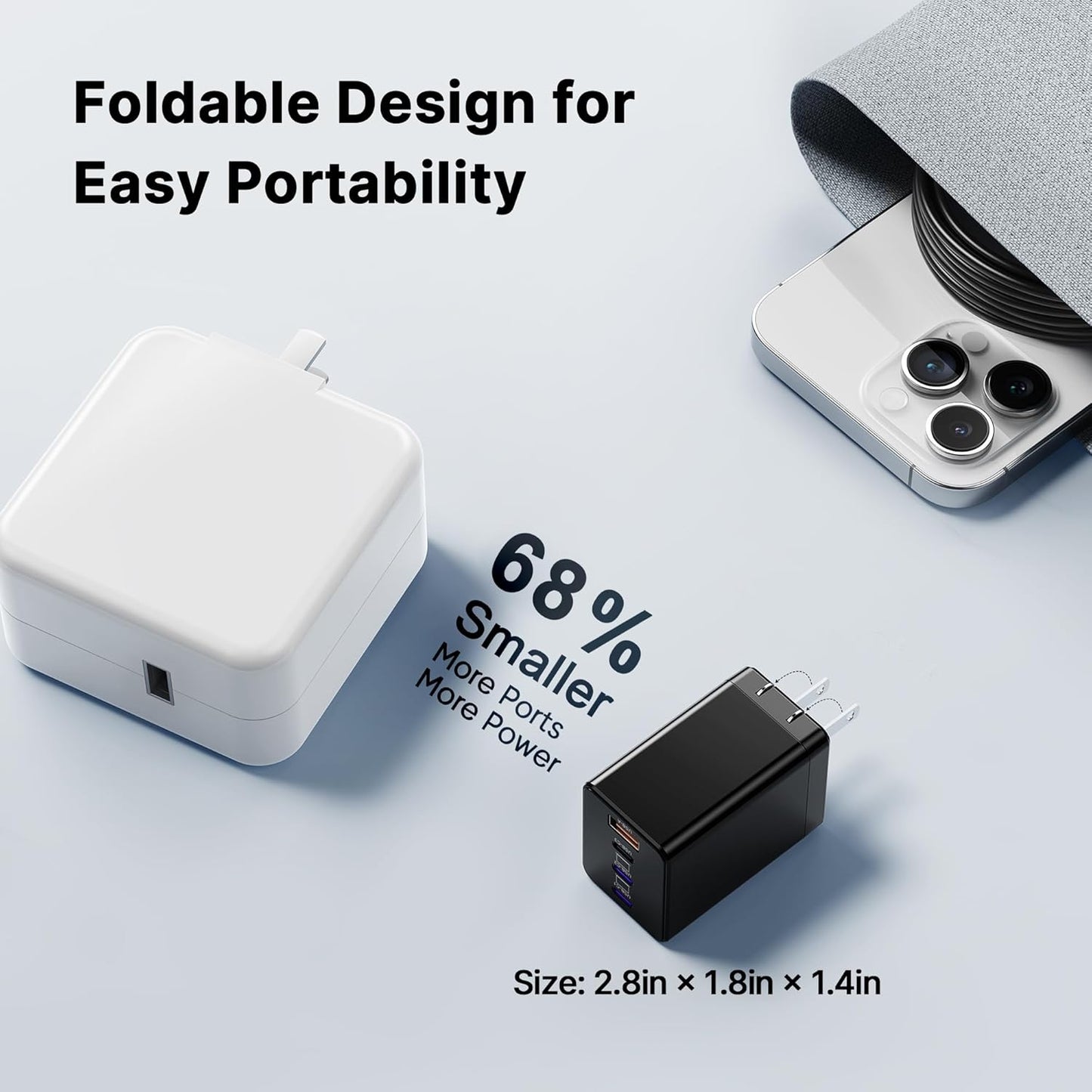 2 Pack 180W USB C Charger Block, Foldable 4-Port GaN Super Fast Charger USB C, Dual 65W Type C Charging Block, Laptop Fast Charging Adapter for MacBook Pro/Air, iPad, iPhone, Samsung Galaxy Black