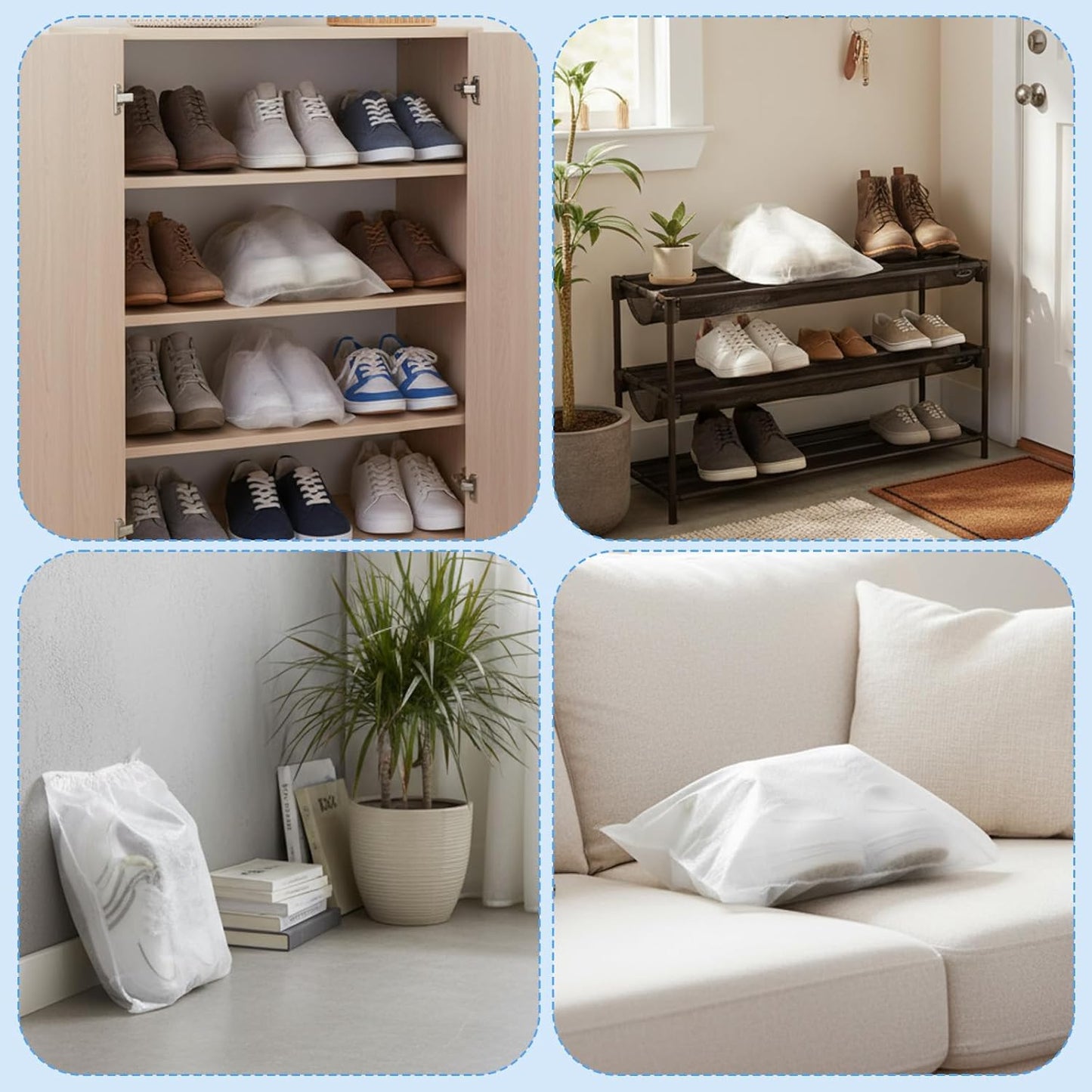 100PCS Dust Bags for Shoes for Purses Storage Bags for Handbags, Non Woven Fabric Bag with Drawstring for Travel Packing, Purse, Shoe, home Closet Storage,Dust Cover(15.7''x19.7'')