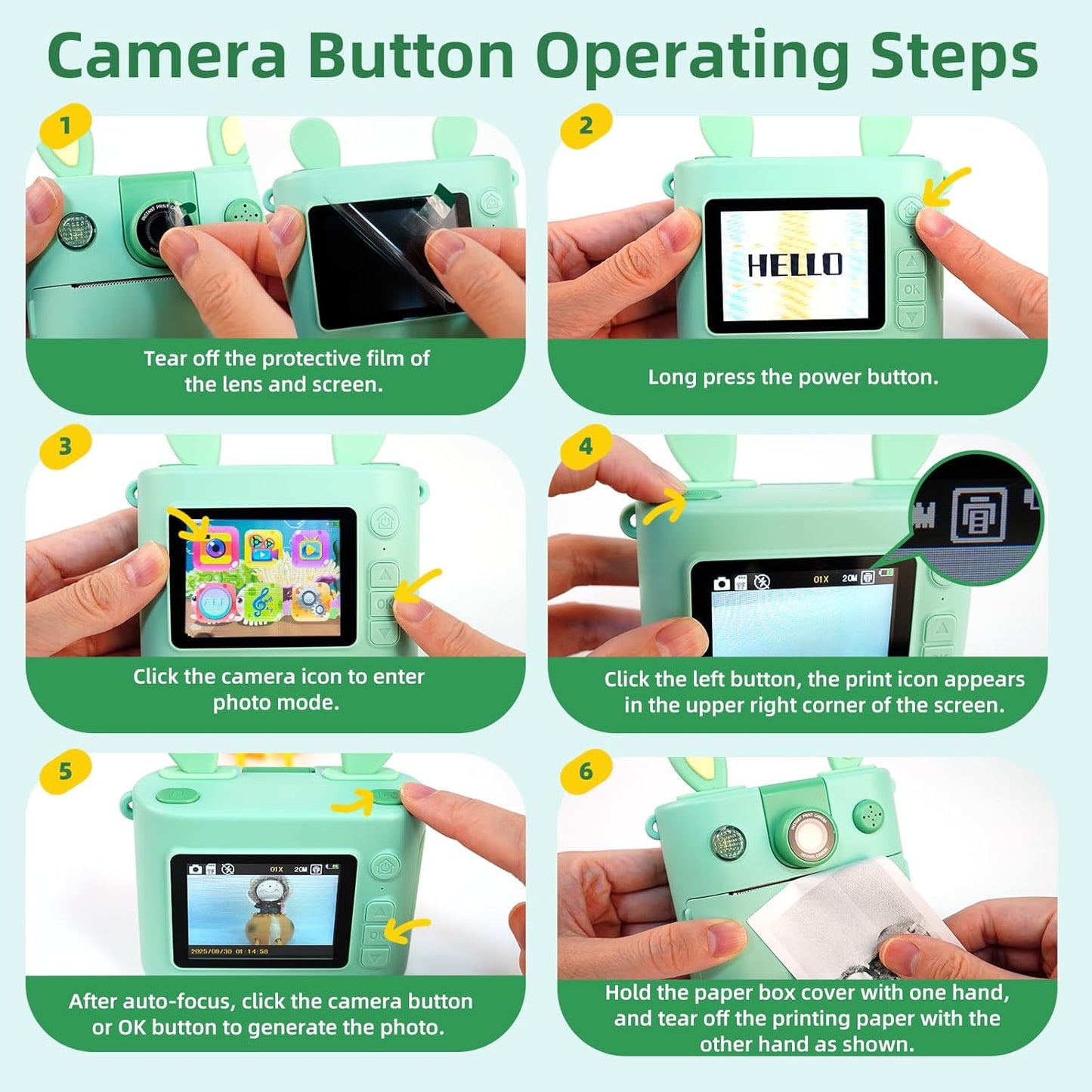 ORGSTA Kids Instant Print Camera for Boys and Girls 1080P HD Toddler Digital Camera with 3 Rolls Print Paper&32G Card, Christmas Birthday Gift Toys for Age 3-16 Kids Portable Travel Digital Camera Toy