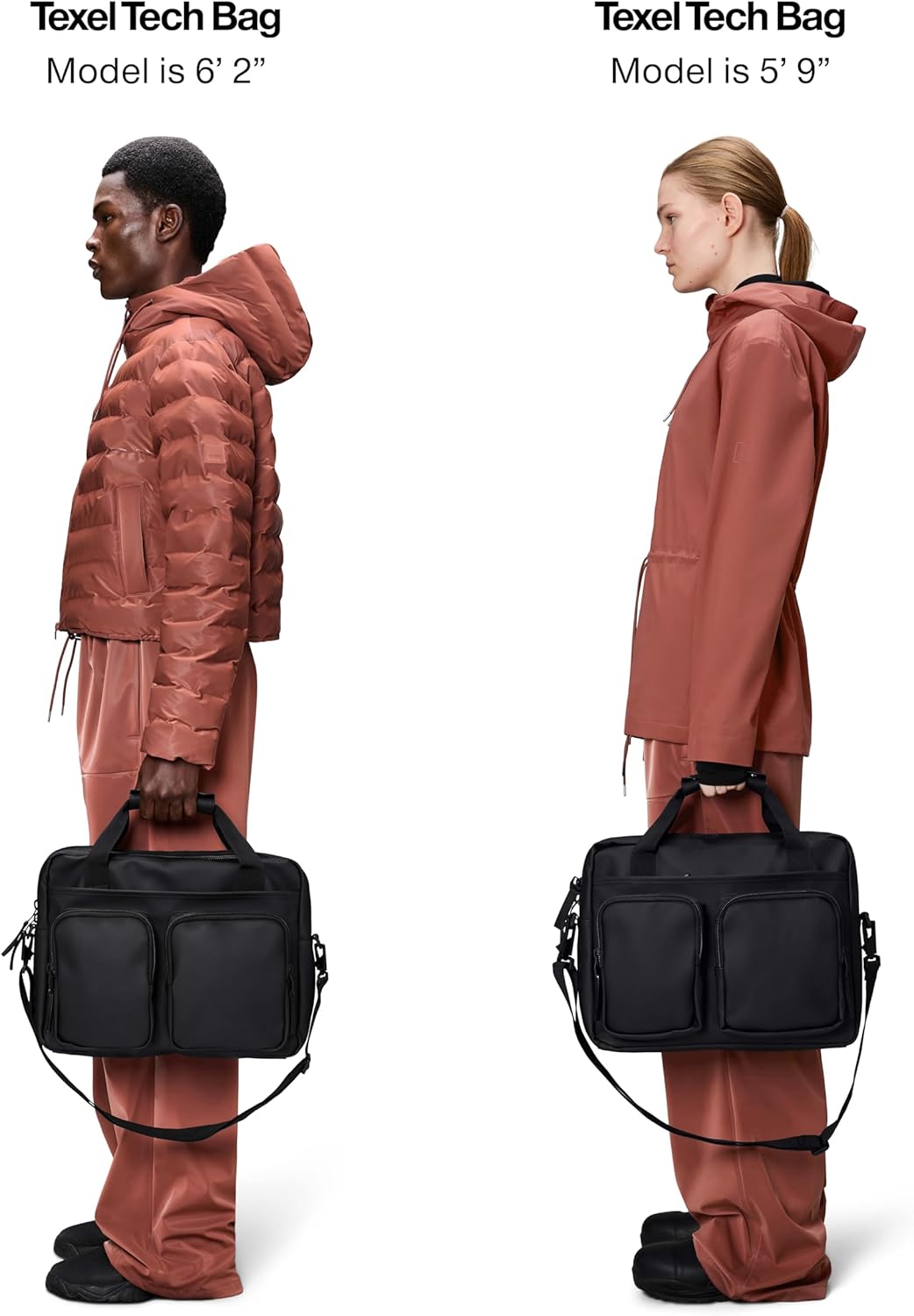 RAINS Texel Tech Bag - Black Waterproof Water Resistant Water Repellent Laptop Bag Unisex Commuter Travel Case 15" Computer Sleeve Tech Organizer - 2 Year Warranty