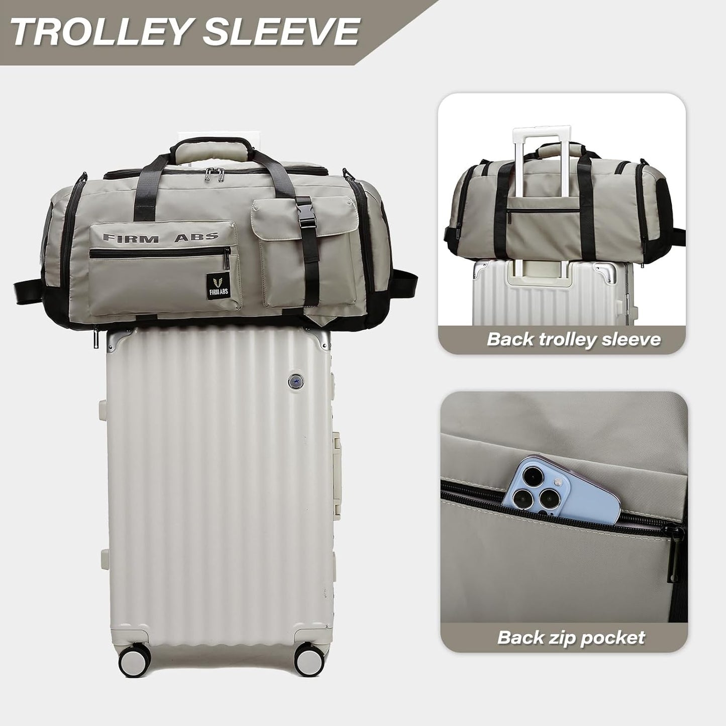 Gym Bag for Men & Women, 65L Large Capacity Travel Duffle Bag 3 in 1 Convertible Backpack with Shoes Compartment and Dry and Wet Separation