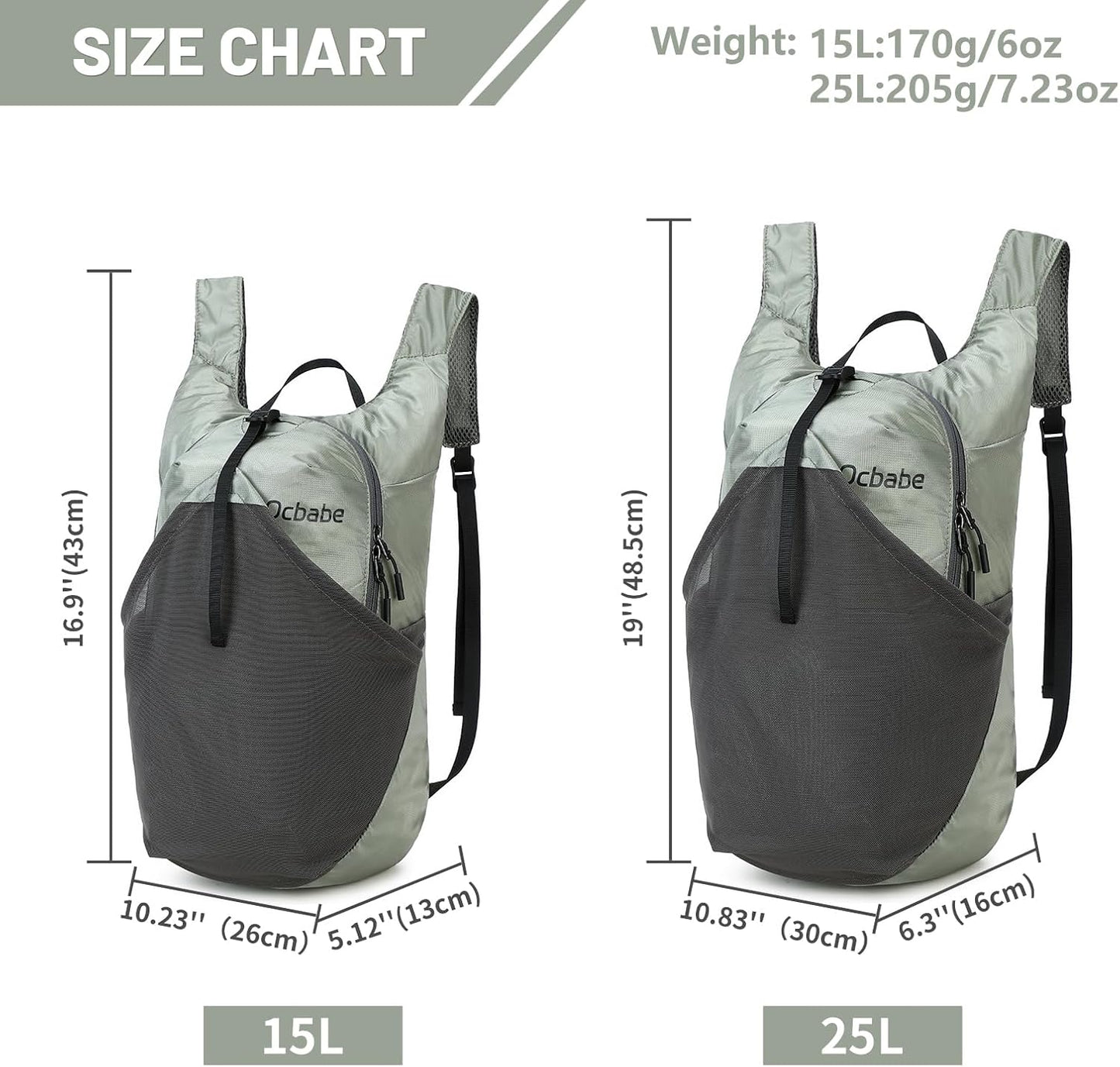 15L/25L Small Packable Lightweight Backpack Hiking Daypack Water Resistant Foldable Outdoor Camping Travel Bag for Women Men