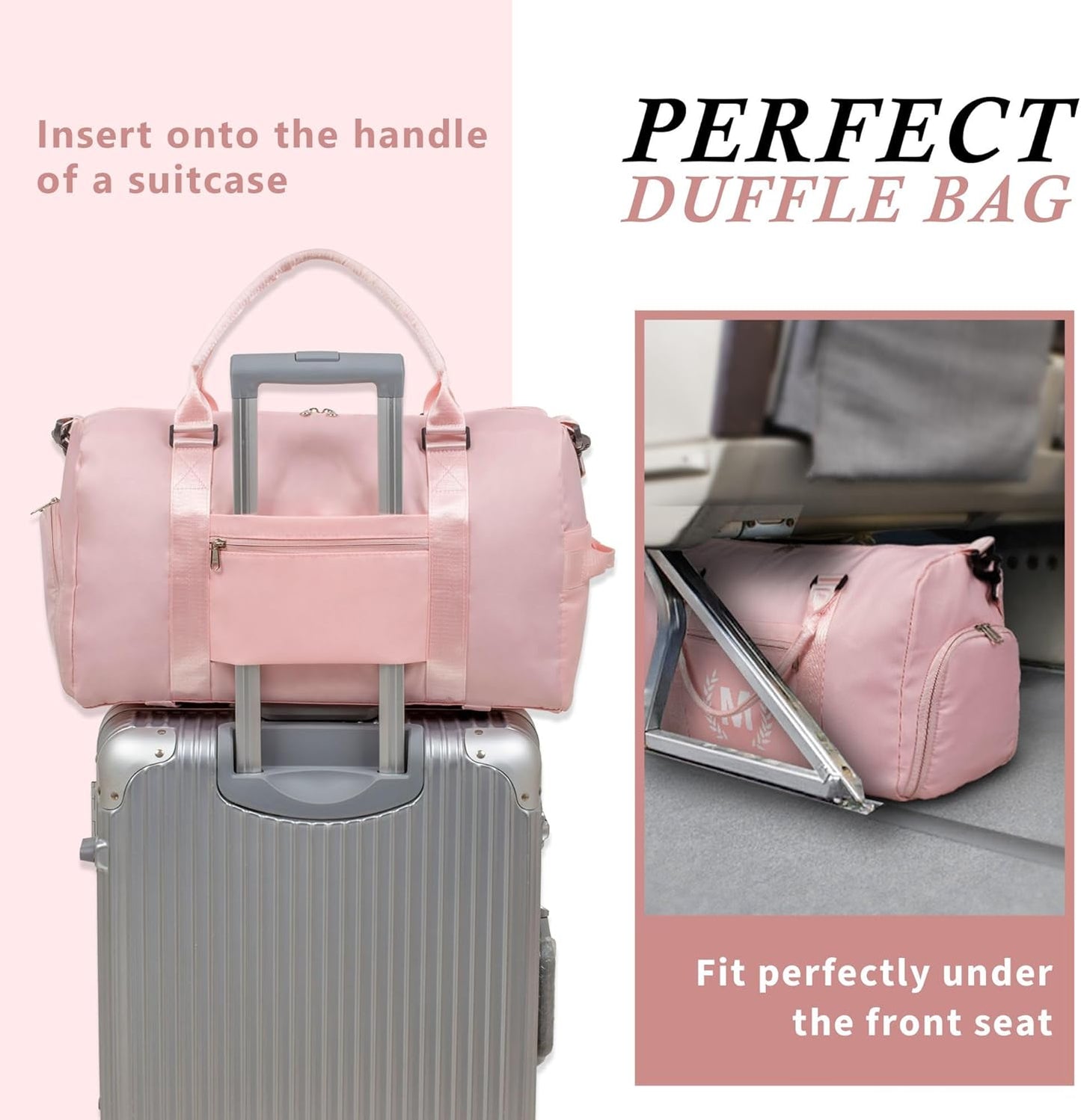 Gym Bag for Women, Fitness Workout Sports Travel Duffle Bag with Wet Pocket & Shoes Compartment, Great Present for Gym Lovers