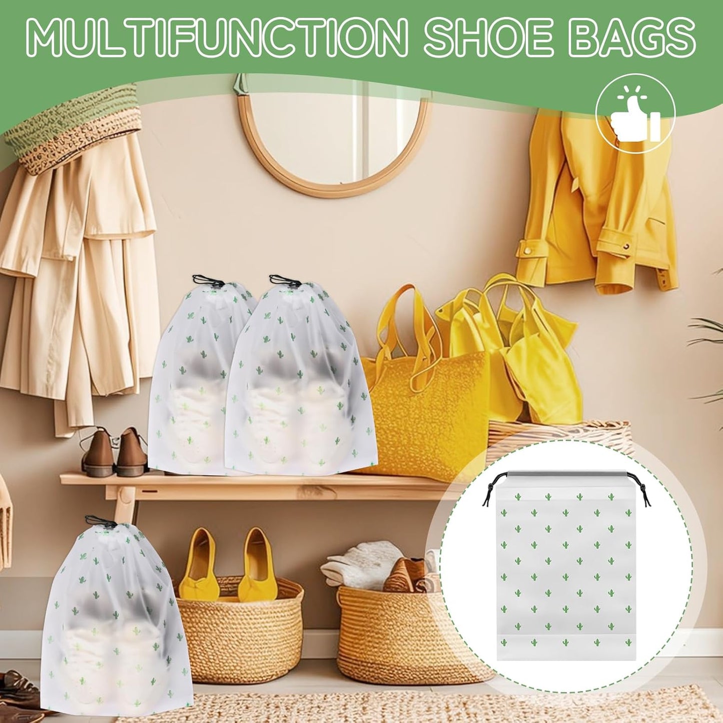 Shoe Bags for Travel, 15.7" x 11.8" Travel Shoe Bags for Packing, Large Waterproof Portable Travel Shoe Storage Bags Travel Essentials Women for and Men