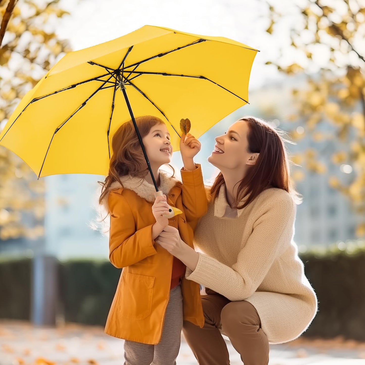 Cute Duck Handle Umbrella - Compact Travel Yellow Duck Head Umbrella for Adults and Girls