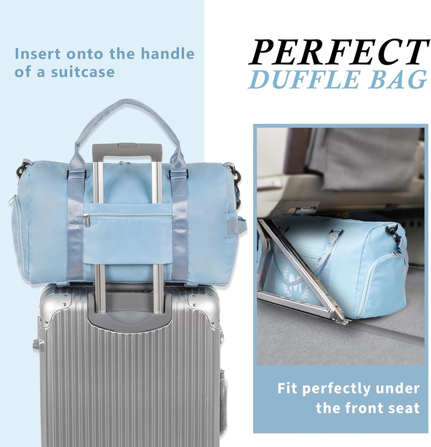 Gym Bag for Women, Personalized Duffle Bag with Shoe Compartment, Sports Bag for Yoga & Dance with Wet Pocket and Mat Strap.