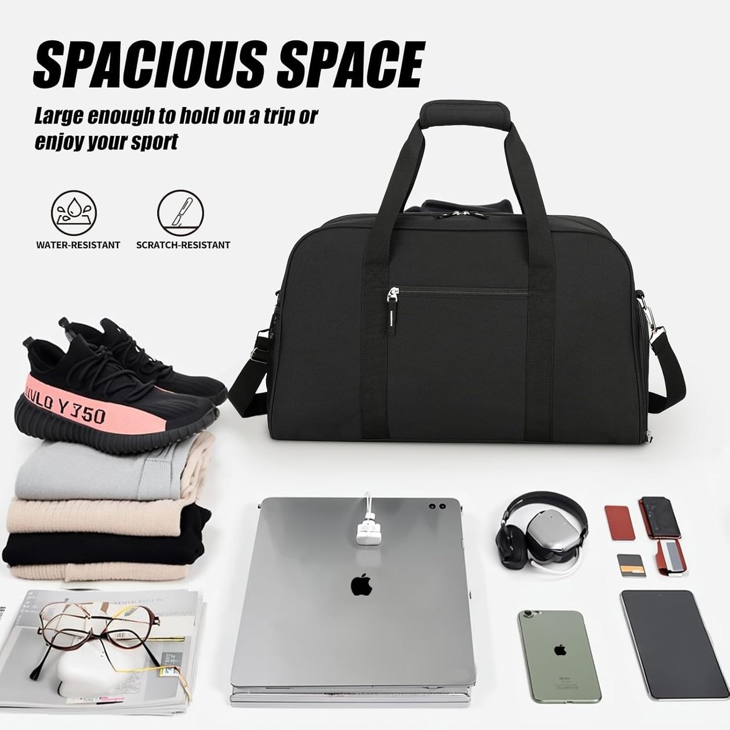 Searock 21 Inch Gym Bag with Shoe Compartment, Sports Duffle Bag for Travel, Carry On Duffel Bag, Weekender Overnight Bags for Men and Women Traveling