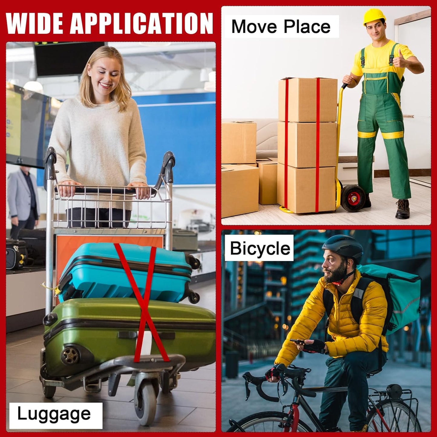 16 Pcs Cambuckle Tie Down Straps 1763lbs Break Strength Securing Straps 1'' x 15 ft Cambuckle Tie Downs with S Hook for Motorcycle, Kayak, Car, Truck, Boat Moving, Securing Cargo(Red)