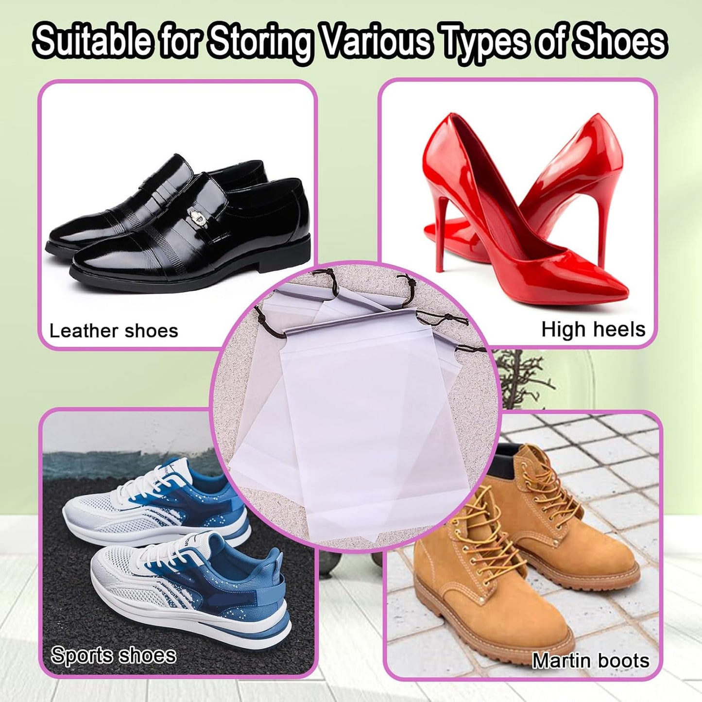 50 Pack Shoe Bags for Travel,Large Clear Shoes Storage Organizers Pouch with Rope for Men and Women,Transparent Travel Shoe Bags for Packing,Waterproof Drawstring Dust Bags Shoe Storage Bag