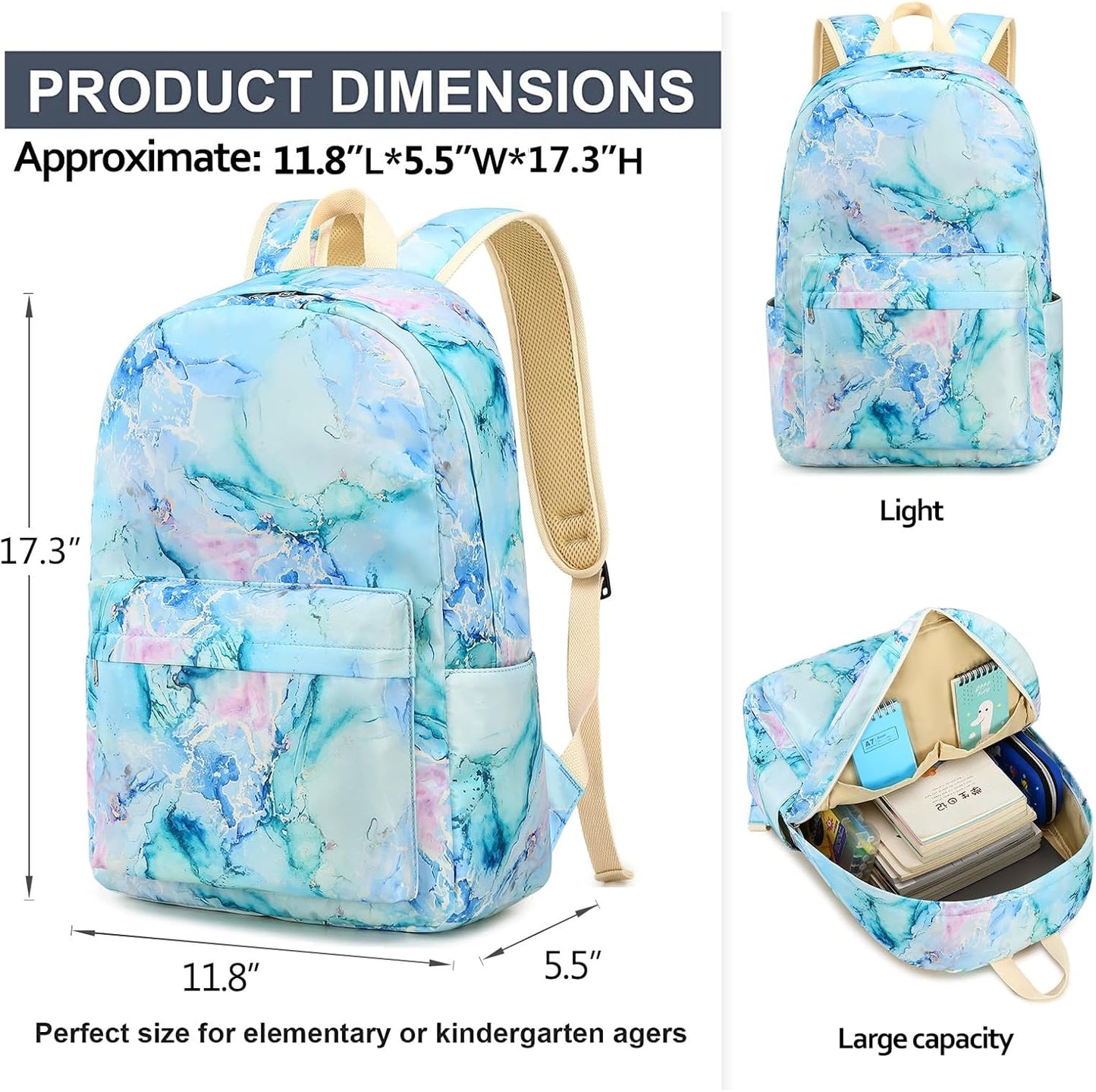LEDAOU School Backpack Teen Girls Lightweight Bookbag Elementary Middle School Backpacks College Laptop Bag Travel Daypack
