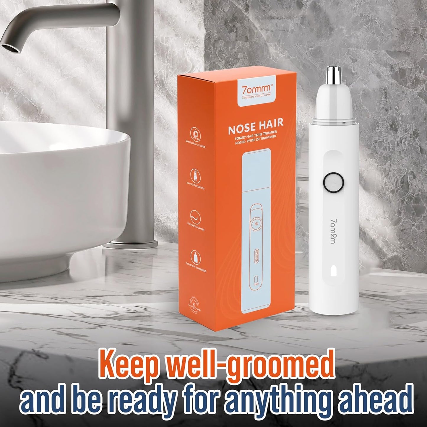 7AM2M PersonalCare Electric Nose and Ear Hair Trimmer – Rechargeable, 9000 RPM High-Speed Precision Cutting, Detachable Washable Blade, Portable Design Ivory