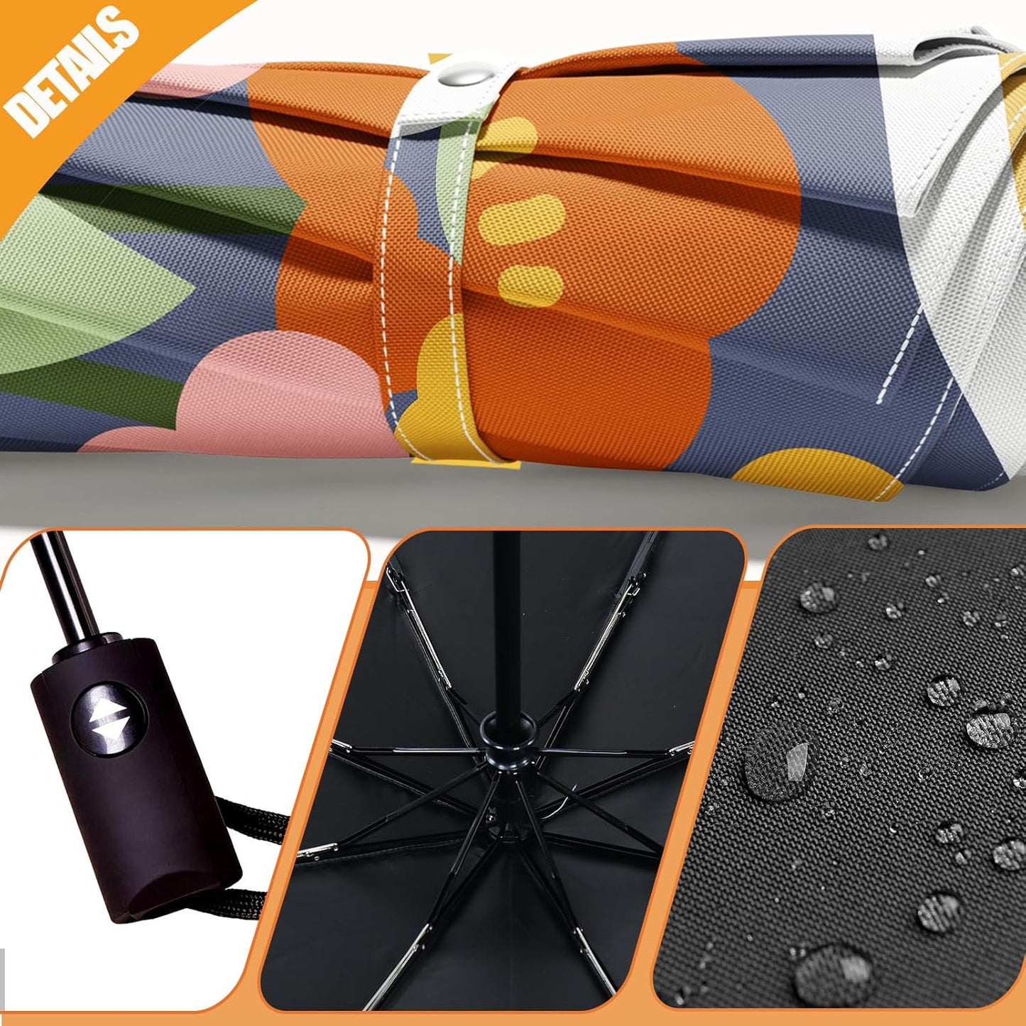 Small Compact Travel Automatic Folding Umbrella for Women, Portable Lightweight, Rain, Wind, UV Sun Shade