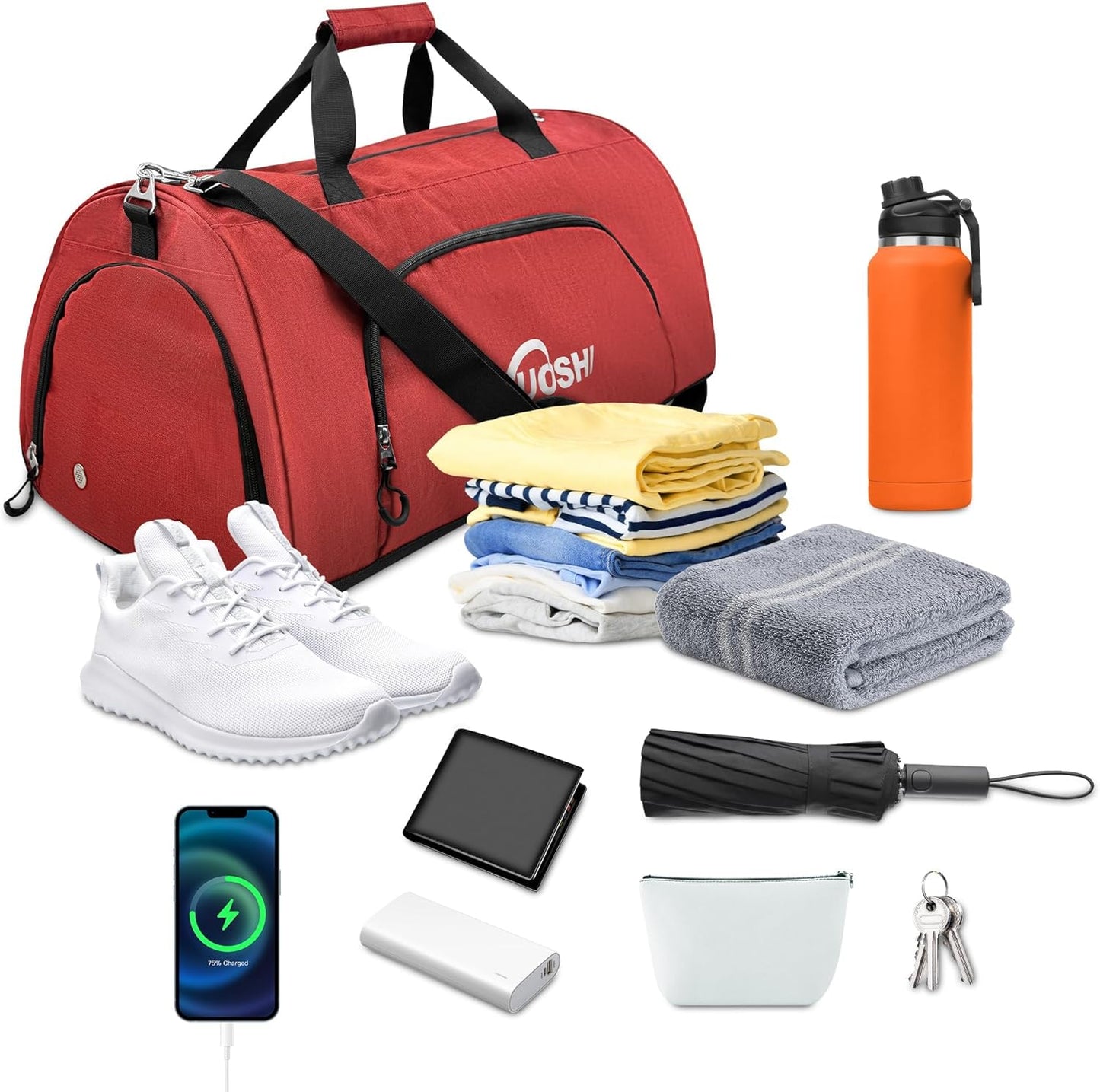 Gym Duffle Bag for Men & Women Water-Resistant-Sports Travel Bag with Ventilated Shoe Compartment & Wet Pocket, 31L Large Weekender Overnight Bag