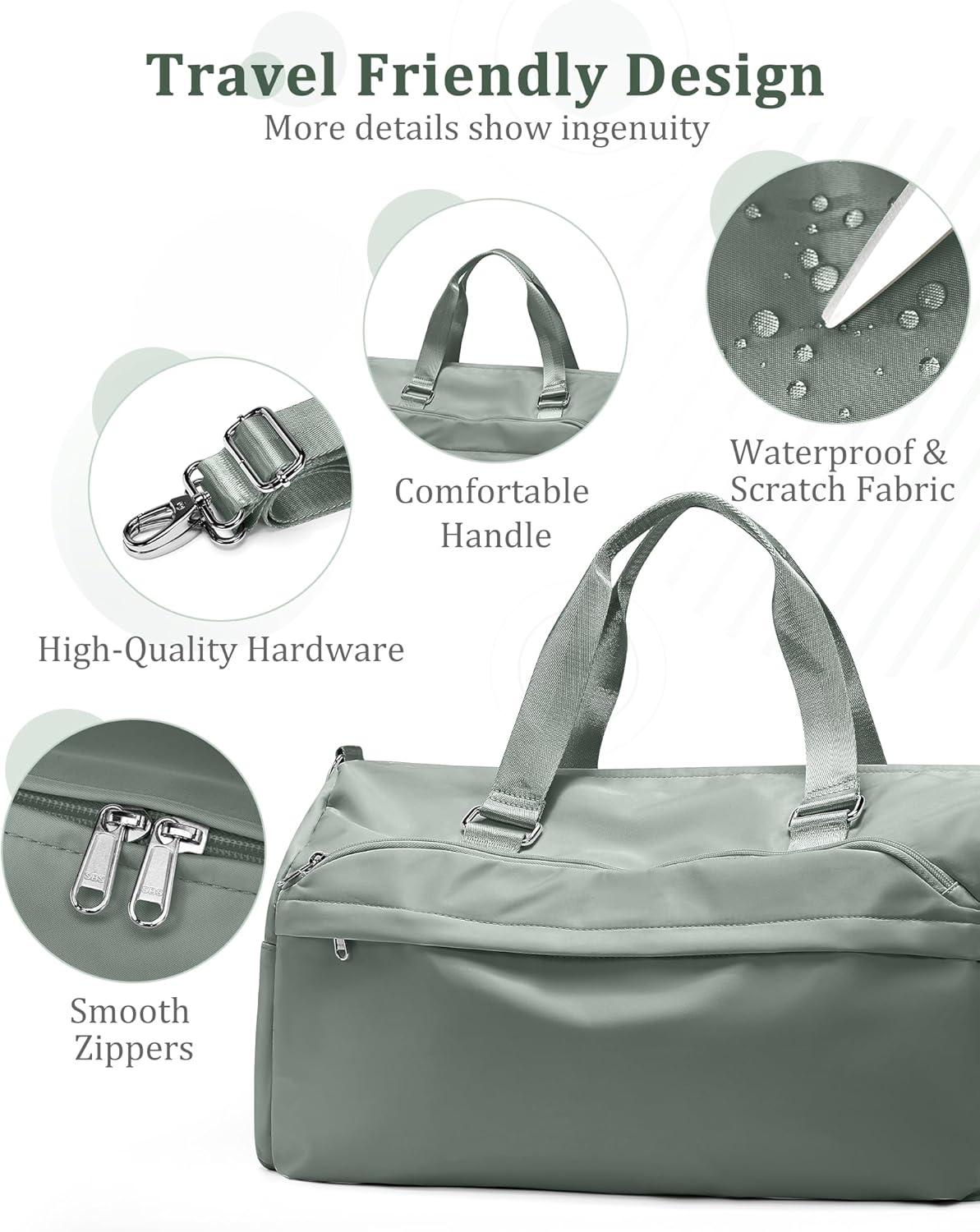 Gym Bag for Women with Shoe Compartment,Travel Duffel Bag for Men Sports Gym Tote Bags Carry on Overnight Bag Personal Item Travel Bag Weekender Bags Swimming Yoga Workout Bag Dark Green