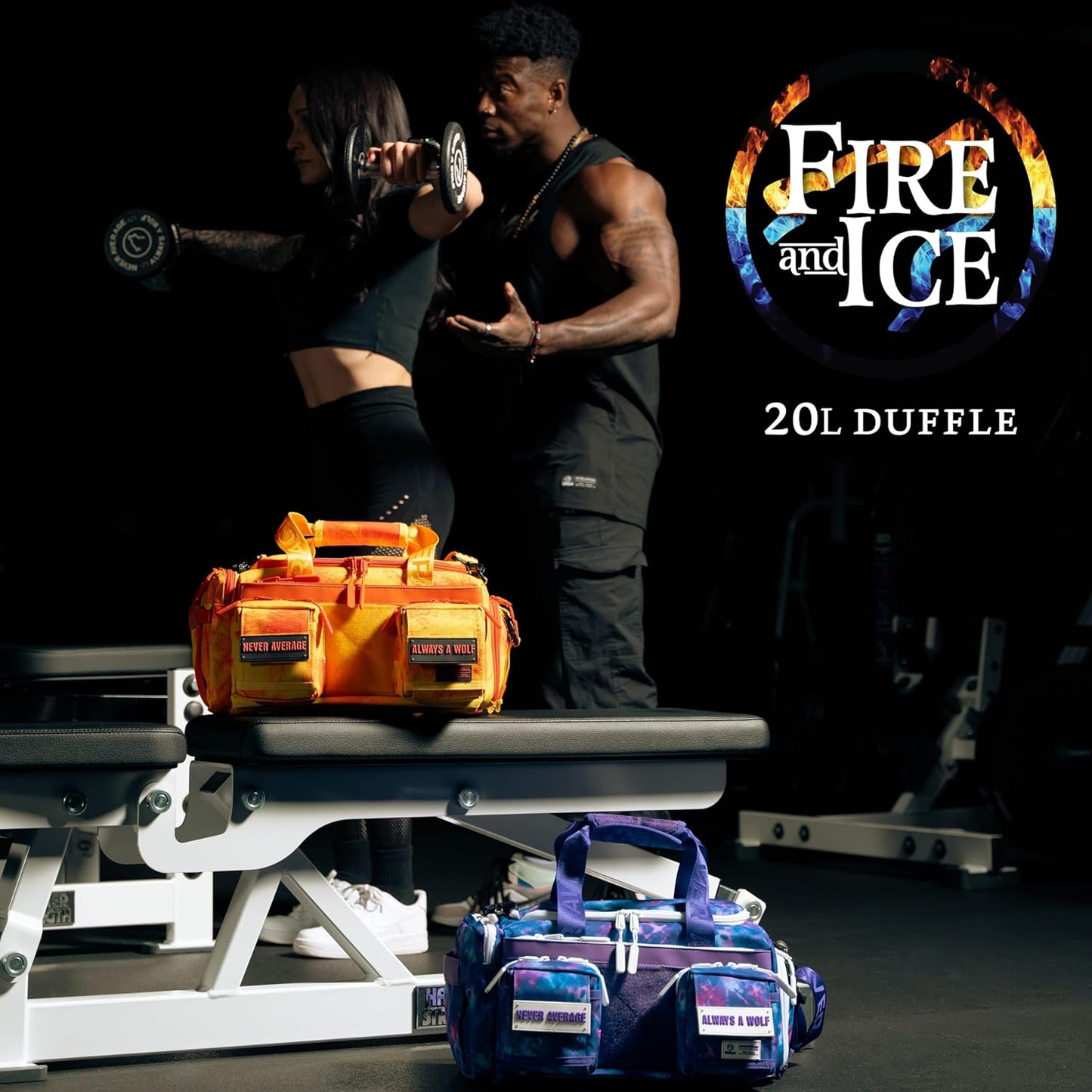 WOLFpak 20L Mini Duffle Bag for Gym & Travel | Waterproof Carry-On Weekender Bag with Shoe Compartment, Hard Bottom, and Tactical Molle System (Ice)