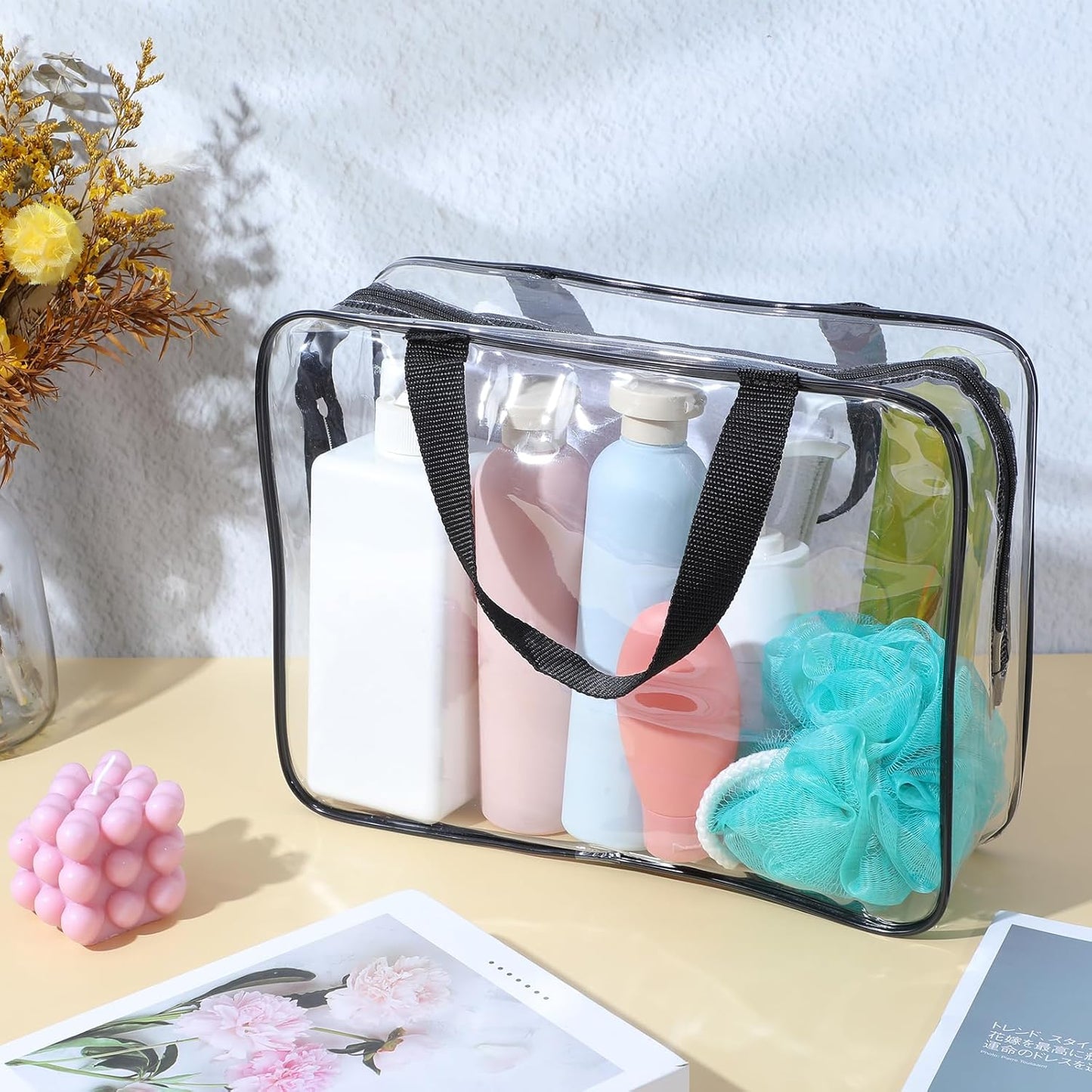 10 Pack Large Clear PVC Waterproof Storage Bags with Zipper Transparent Travel Organizer Cosmetics Books and Home Organization