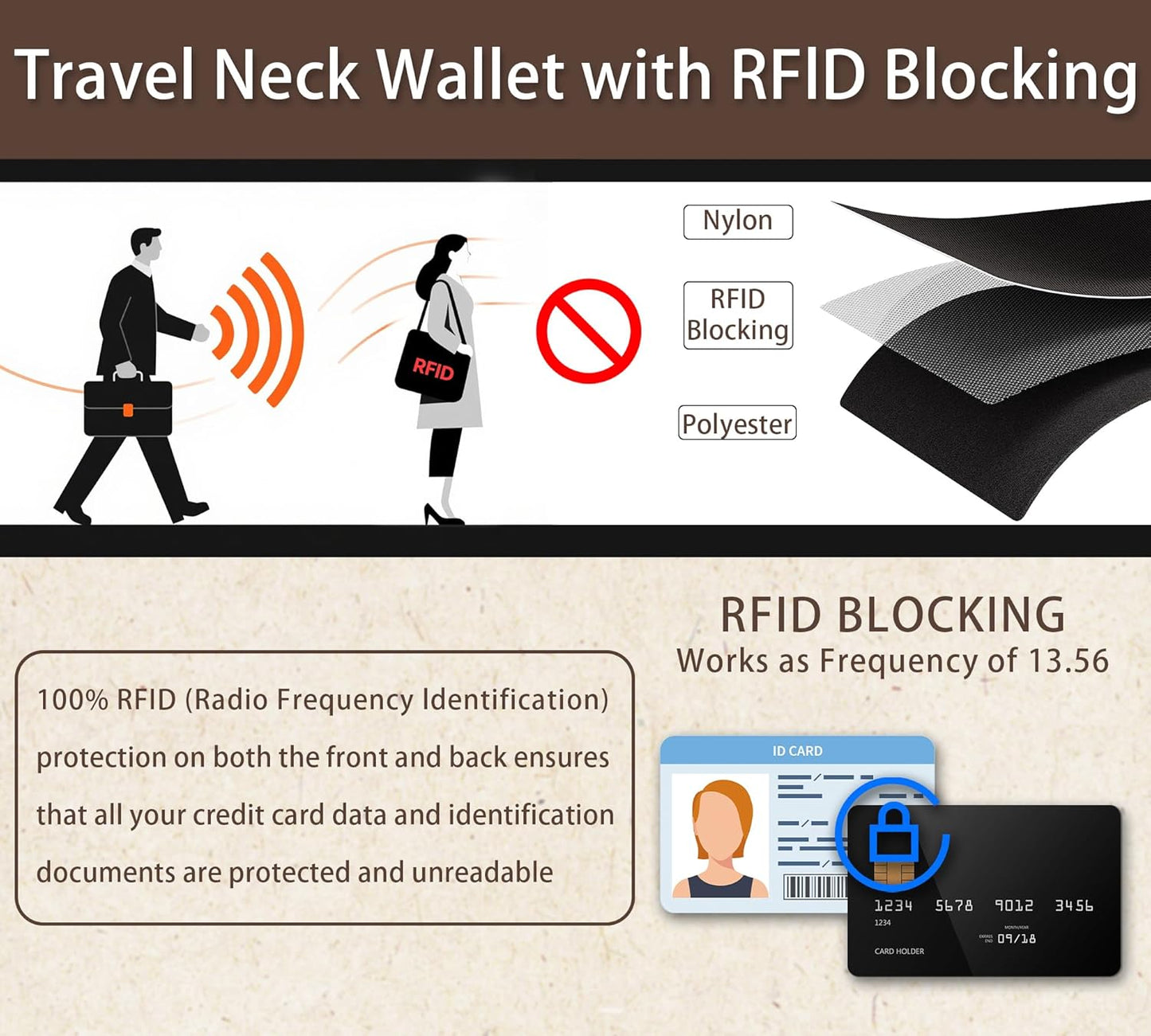 Neck Wallet,Rfid Blocking Passport Holder,Leather Passport Holder For Travel,Neck Wallet For Traveling Women,Travel Pouches Under Clothes(Brown)