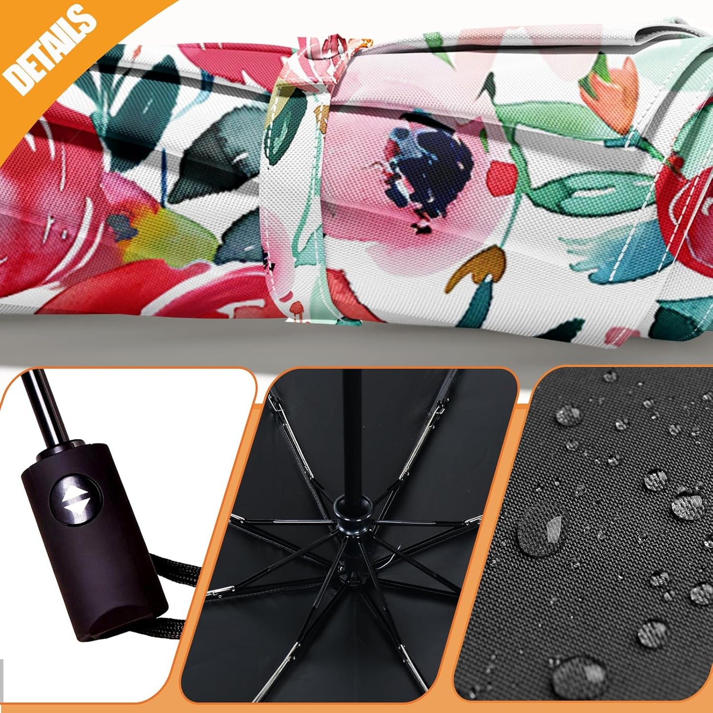 Small Compact Travel Automatic Folding Umbrella for Women, Portable Lightweight, Rain, Wind, UV Sun Shade