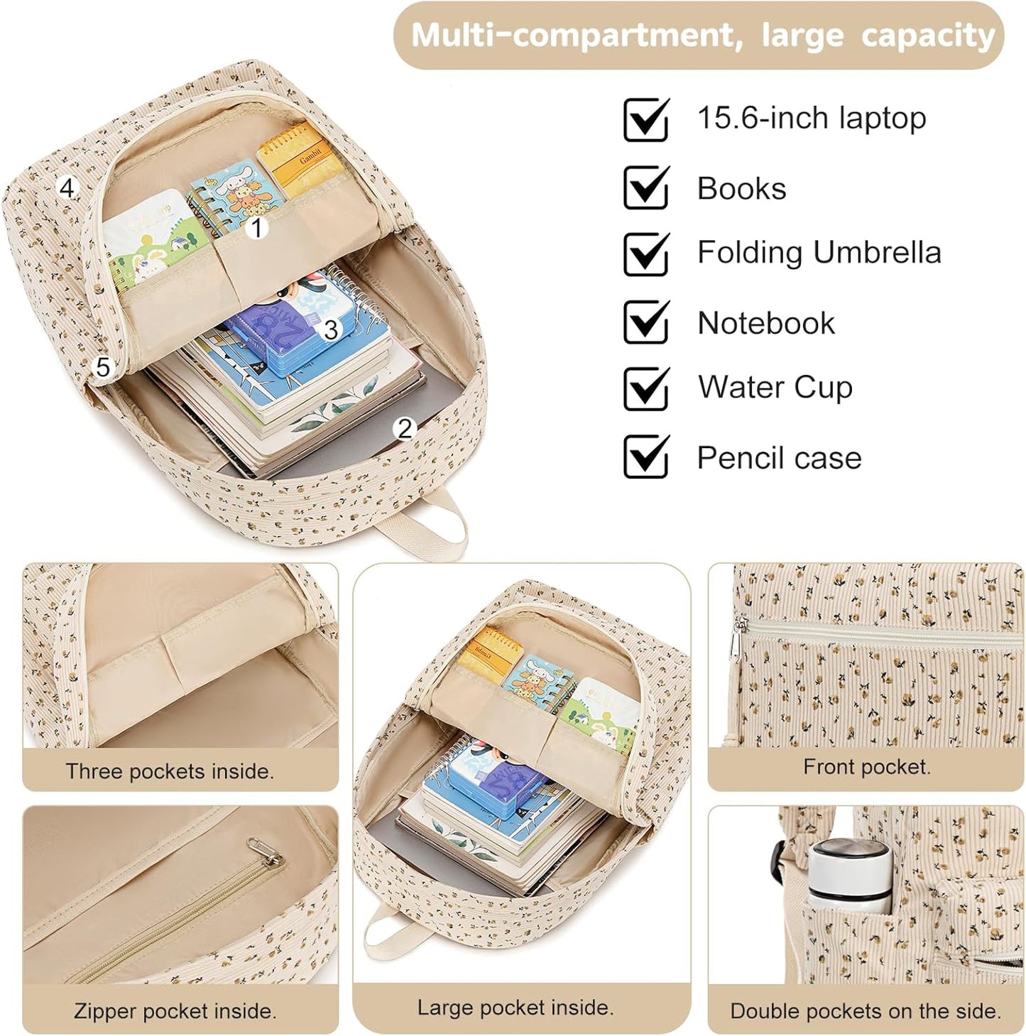 LEDAOU School Backpack Teen Girls Lightweight Bookbag Elementary Middle School Backpacks College Laptop Bag Travel Daypack