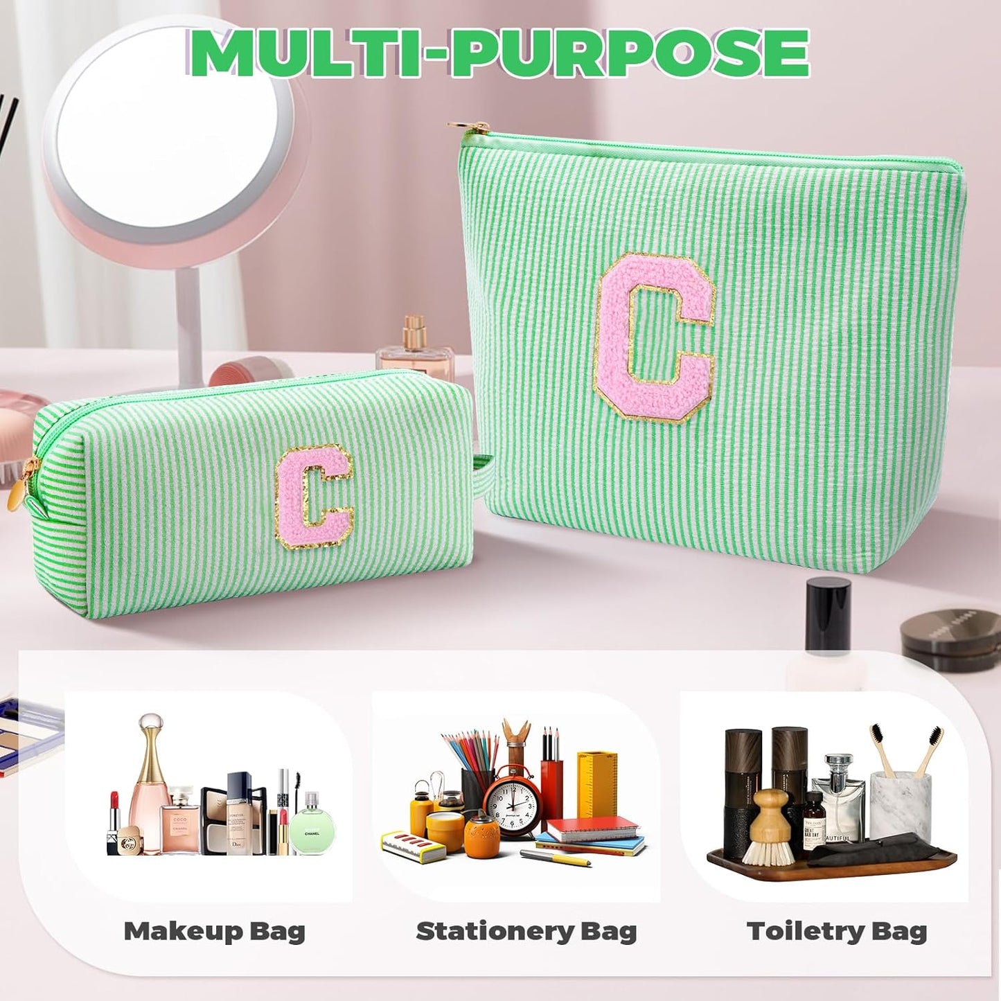 Customized Mothers Day Gifts - Birthday Gift for Mom,Gifts From Daughter,Mother in Law Gifts,Mama Gift Idea,Makeup Bag Set Cosmetic Bag - Green,C