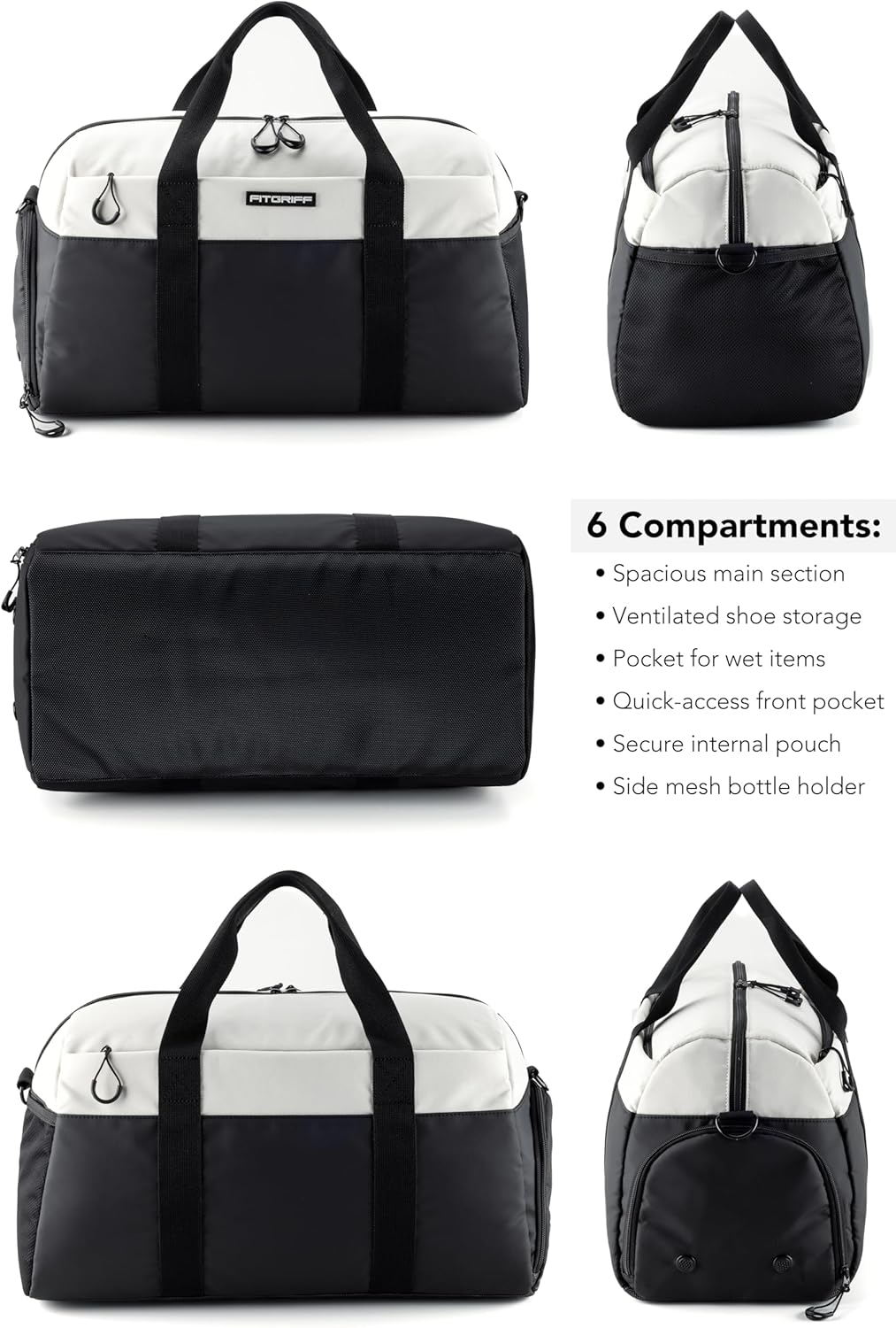 Fitgriff® Gym Bag V2 for Men and Women with Shoe & Wet Compartment - Duffle Bag for Travel, Sports, Fitness and Workout
