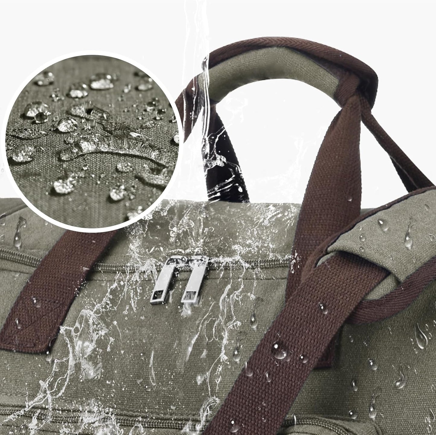 Felipe Varela 60L Duffle Bag for Men, Large Expandable Canvas Duffel Bag for Travel, Mens Carry On Luggage Bag Traveling Weekender Gym Overnight Bags for Airplanes, Green