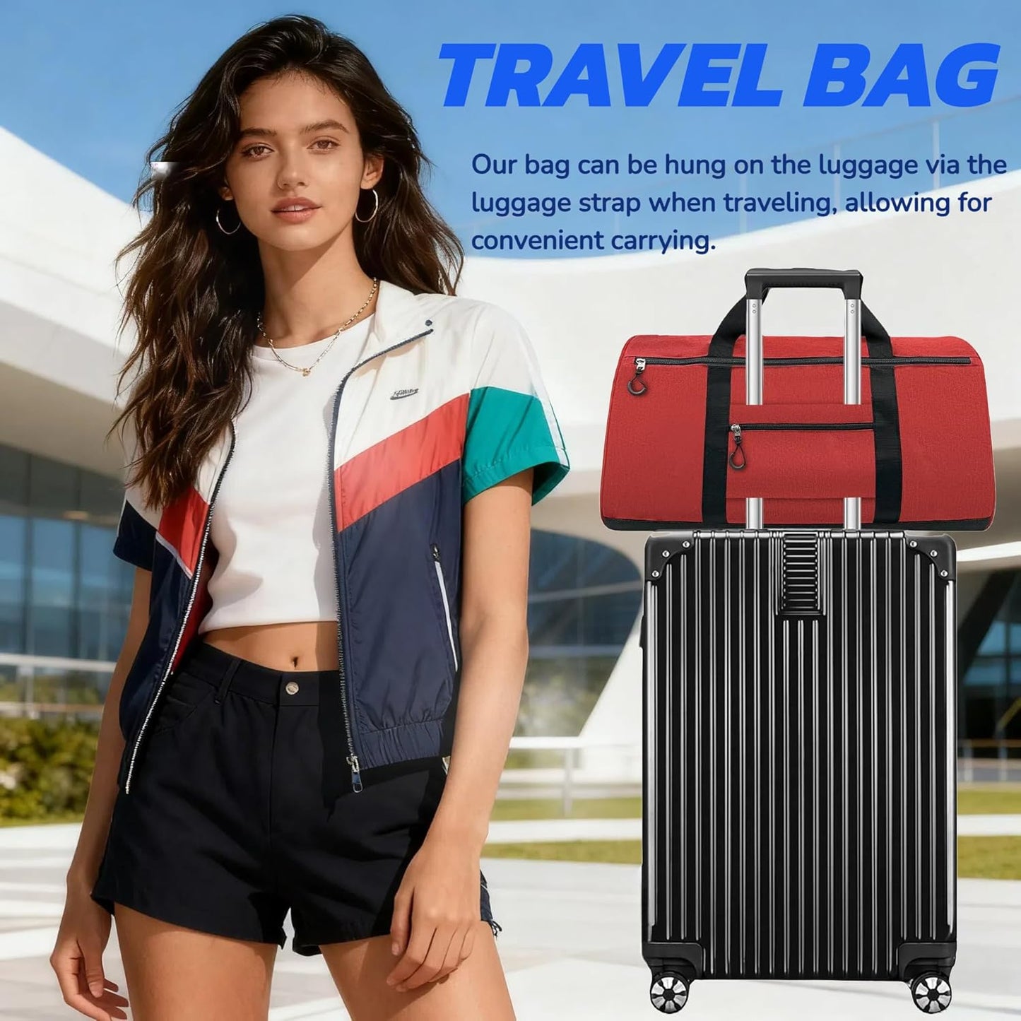 Gym Duffle Bag for Men & Women Water-Resistant-Sports Travel Bag with Ventilated Shoe Compartment & Wet Pocket, 31L Large Weekender Overnight Bag