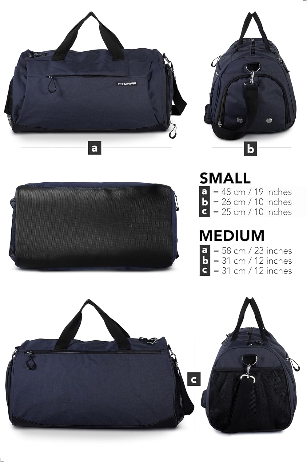 Fitgriff® Gym Bag for Men & Women with Shoe & Wet Compartment - Duffle Bag for Travel, Sports, Fitness & Workout